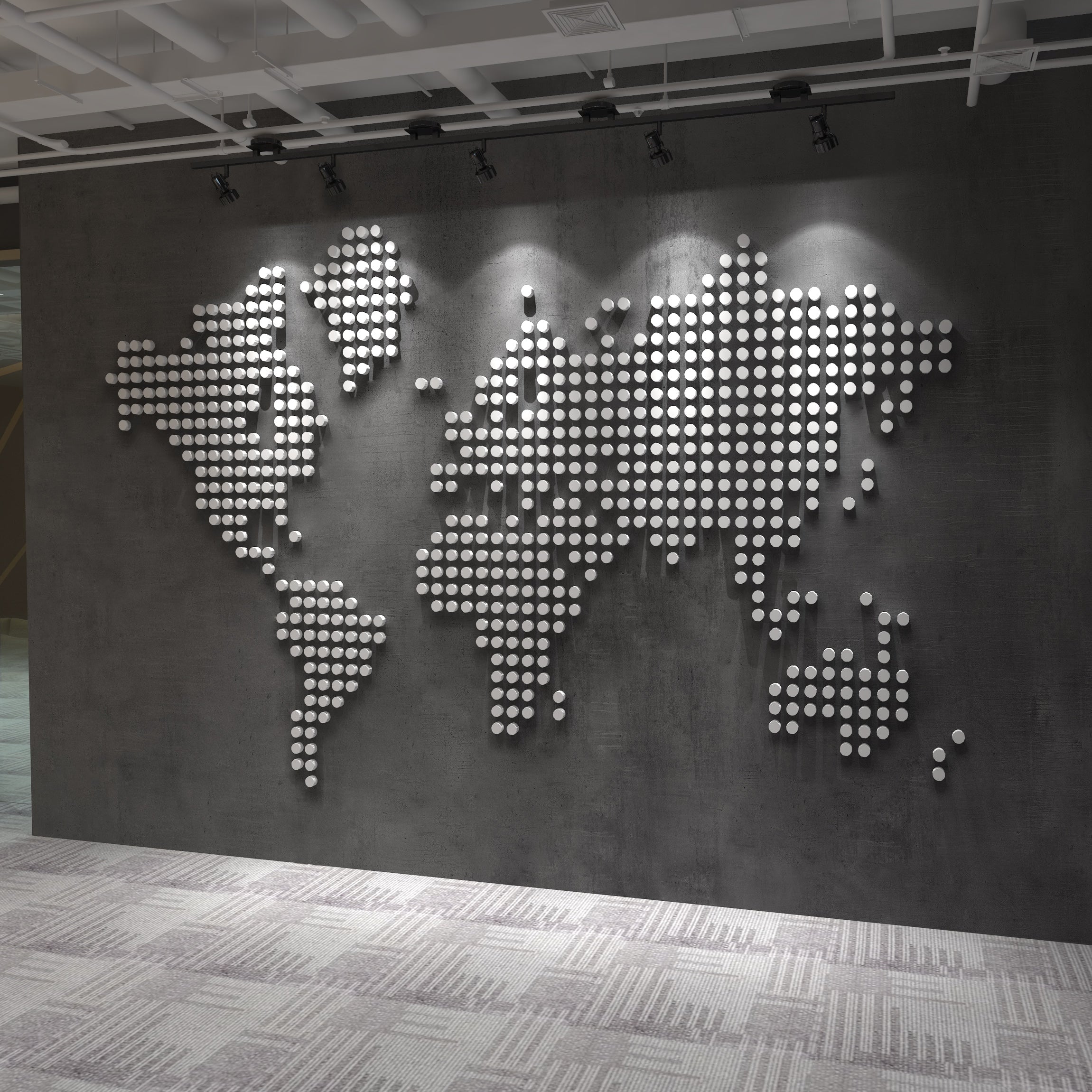 World Map 3D Dots Wall Decor-0