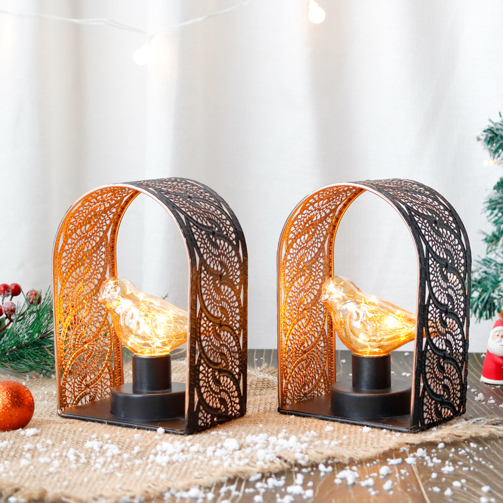 7"H Set of 2 Bird Cage Wall Sconces Battery Operated-3