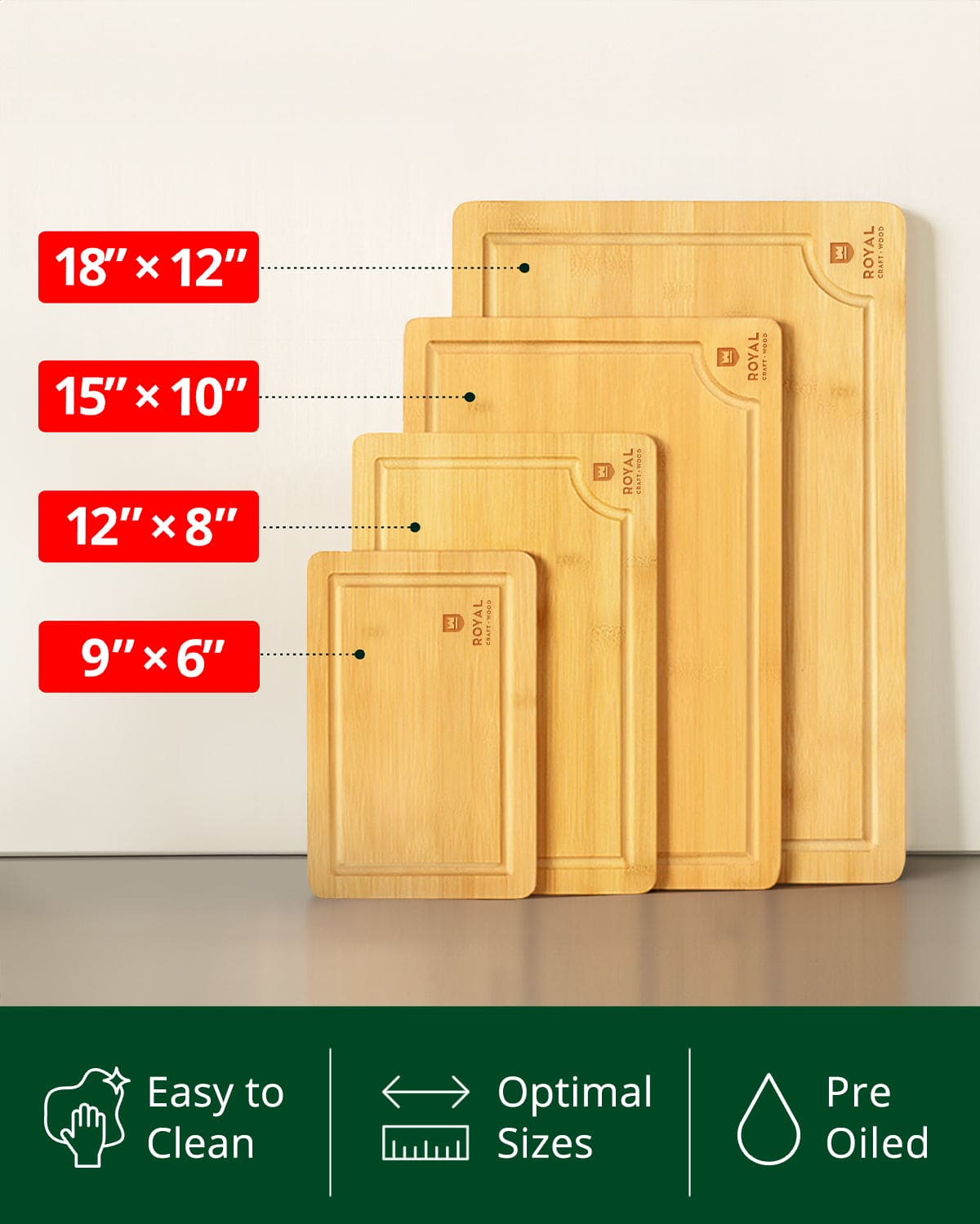 Cutting Board Set of 4, Bamboo