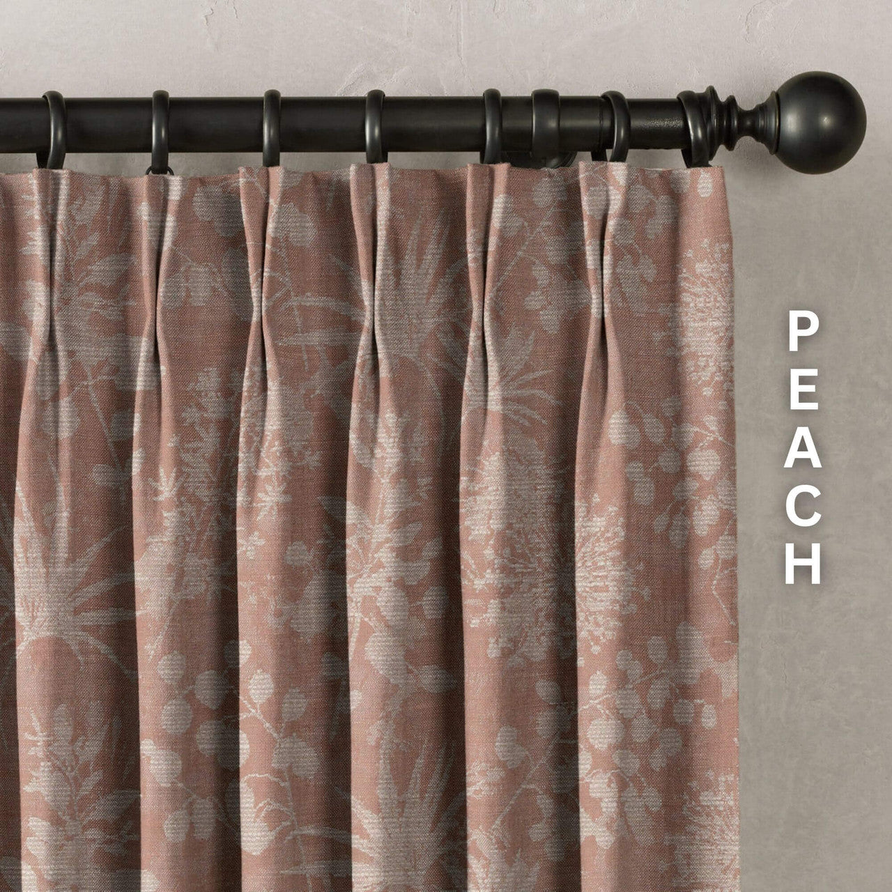 Floral Botanical Print Linen Curtains | 9 Colors | Pinch Pleated | Standard & Made-to-Order Sizes-3