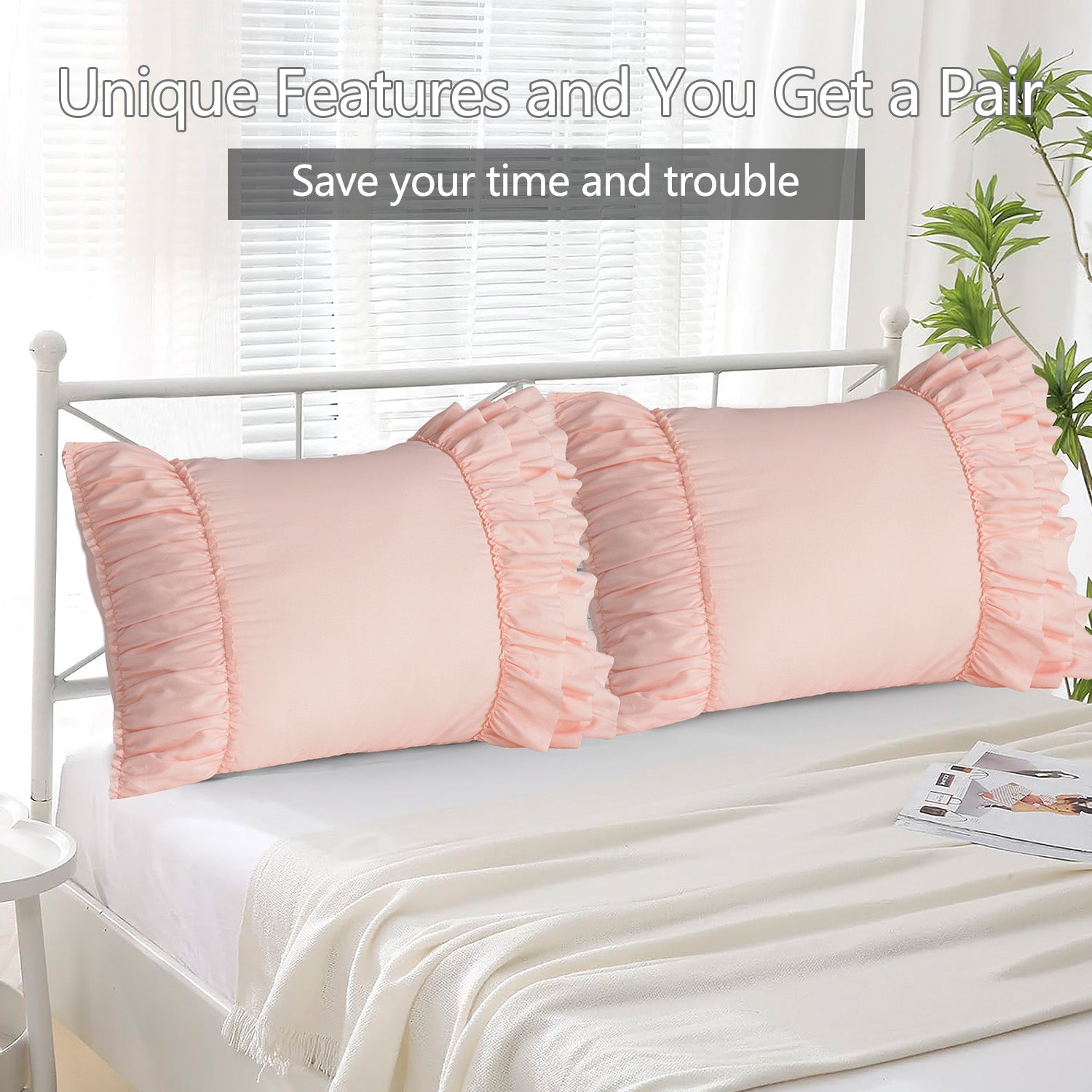 Closeout - Pack of 2 French Country Style Chic Ruffle Pillow Shams