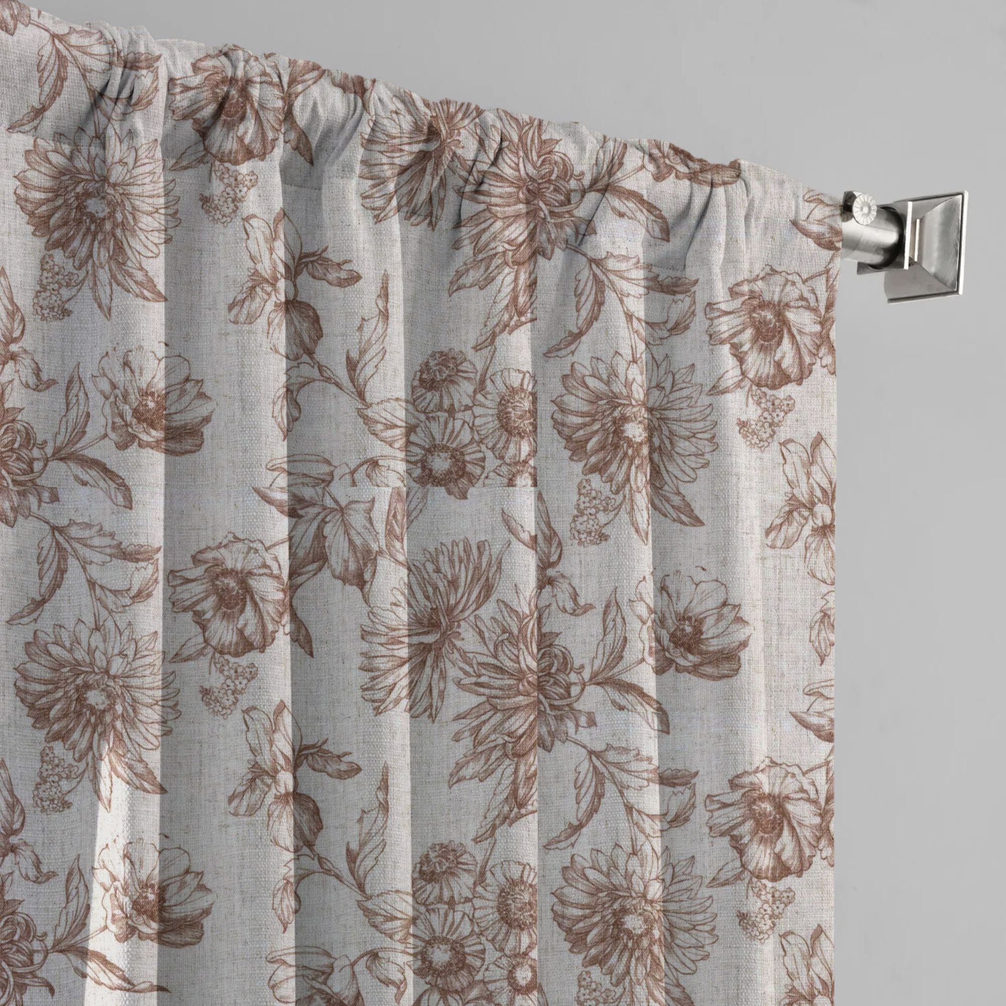 Hand-Painted Floral Linen Curtains | Made to Measure | Blackout & Cotton Lining Options | Single & Pair-1