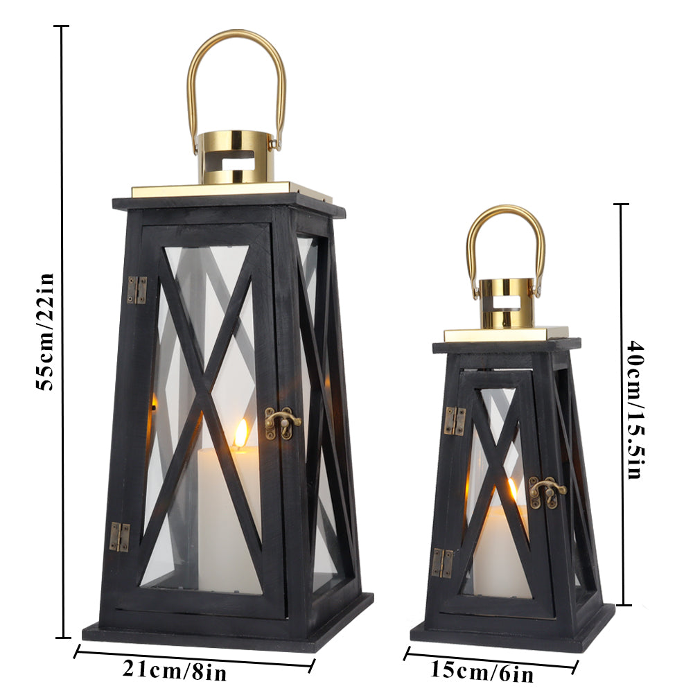 12''&18'' H Metal Decorative Candle Holders Rustic Hanging Lantern(Set of 2)-4