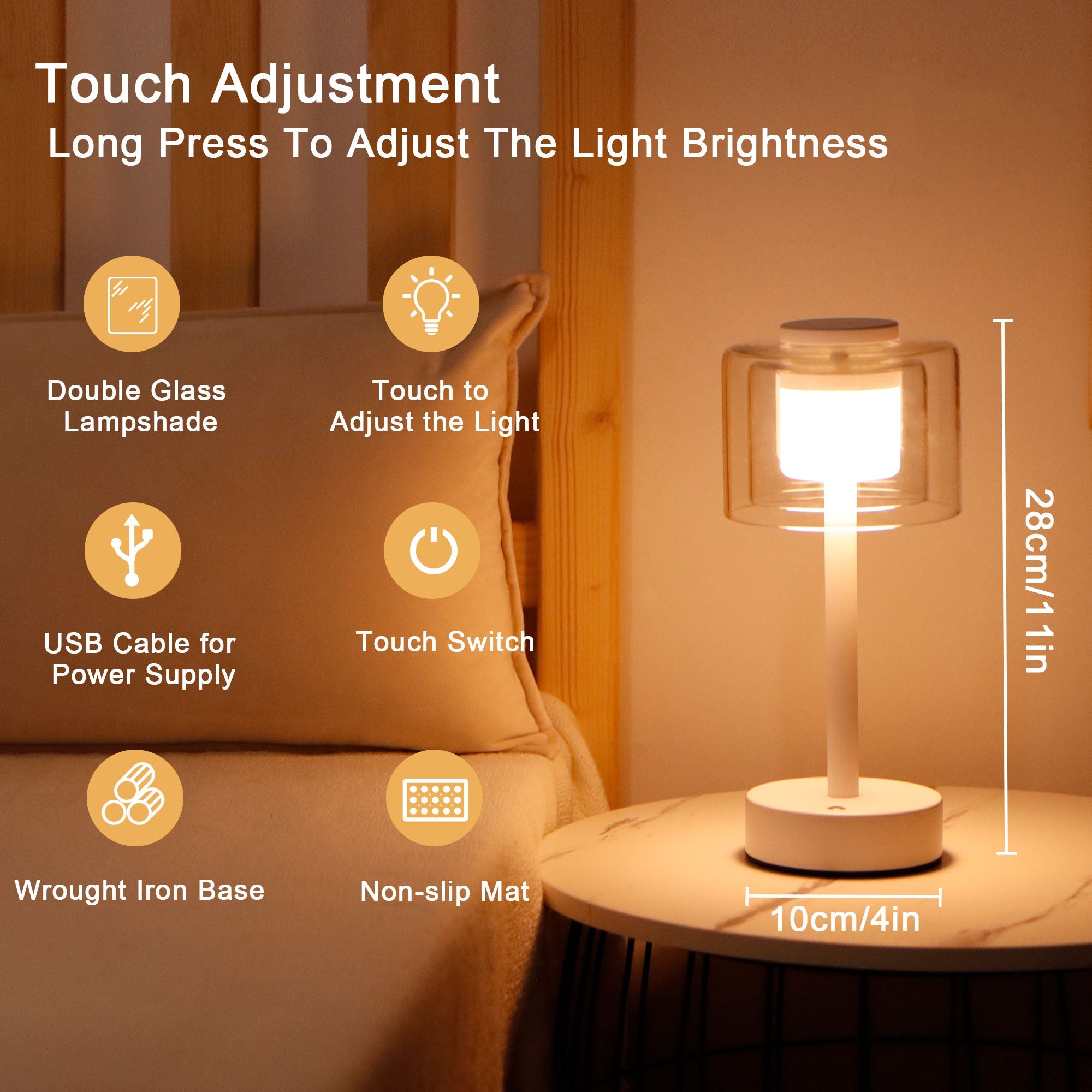 JHY DESIGN Industrial Rechargeable Table Lamp (White, Type-C)-3