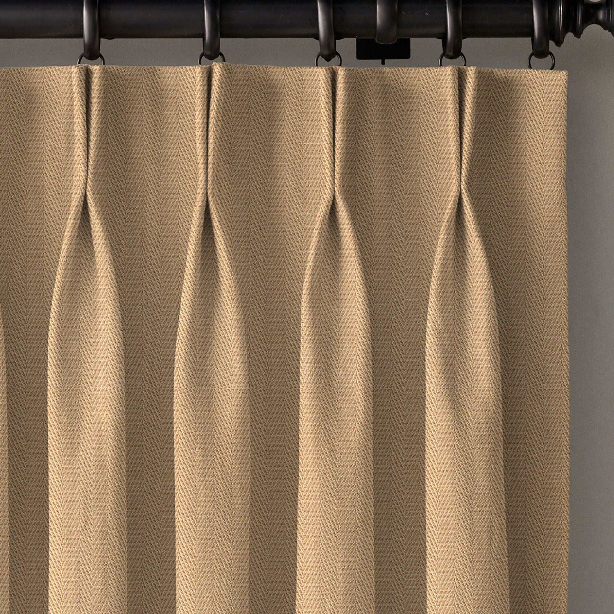 Pinch Pleated Woven Herringbone Linen Curtains UK - Natural Texture | Standard & Made to Measure-0