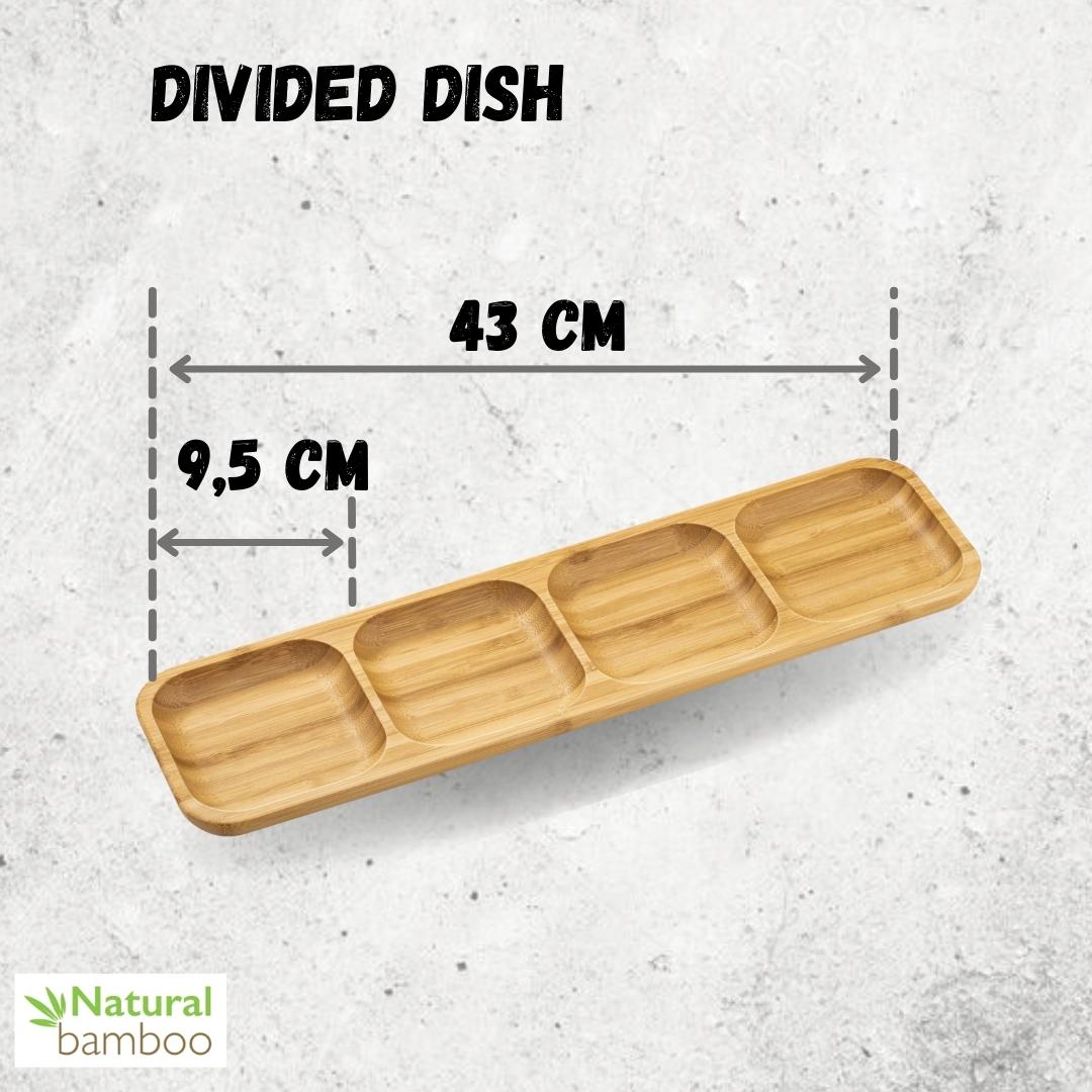 Bamboo Divided Dish 17" inch X 4.5" inch Bento box | 43 X 11.5 Cm-3