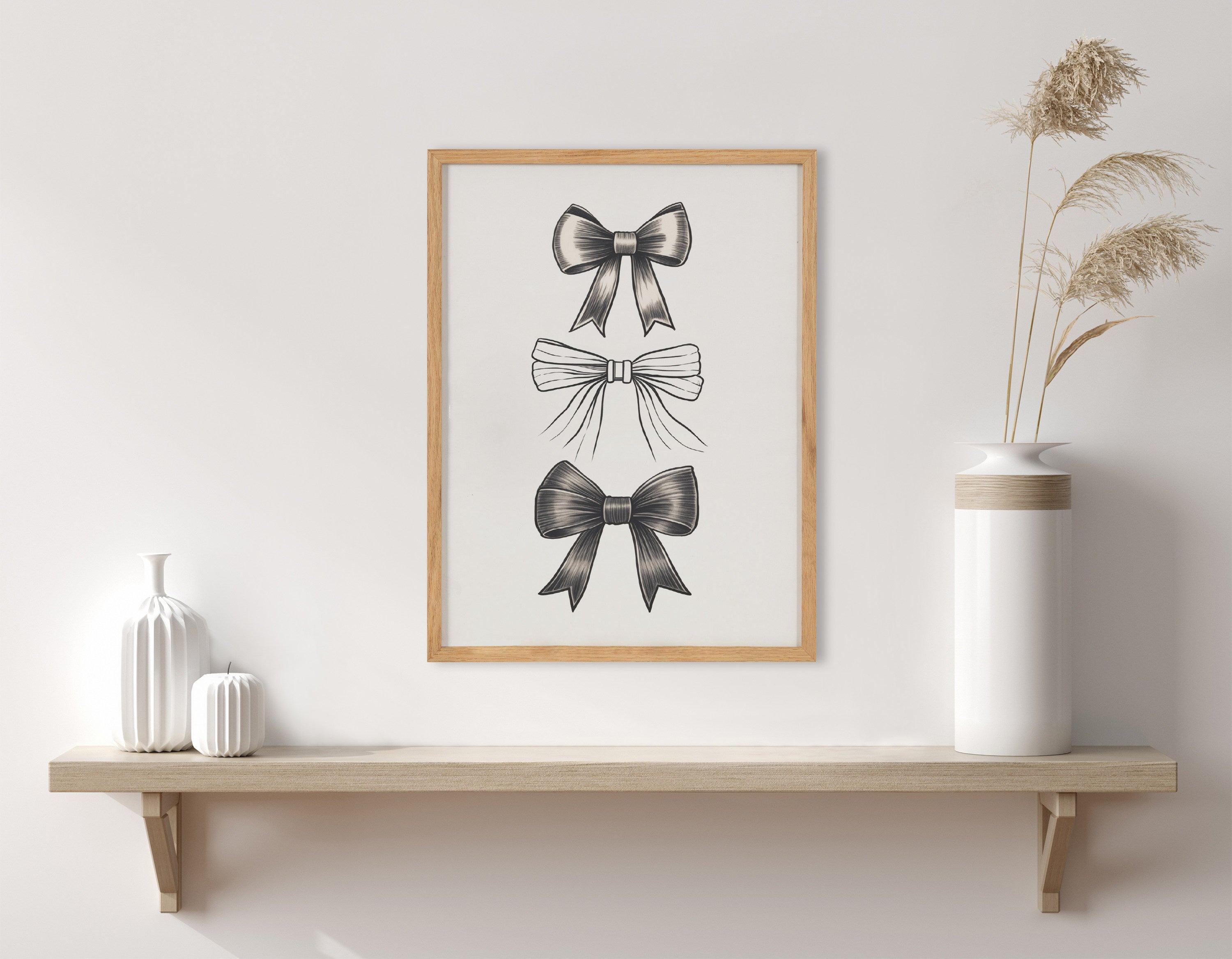 Gallery Coquette Preppy Retro Girly Black Bows Print by The Creative Bunch Studio