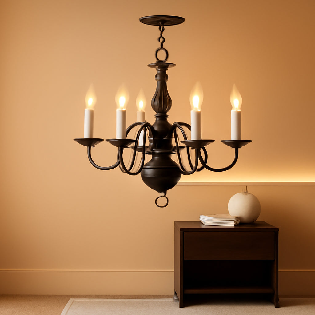 Bronze Six Light Chandelier Traditional Steel Fixture-0