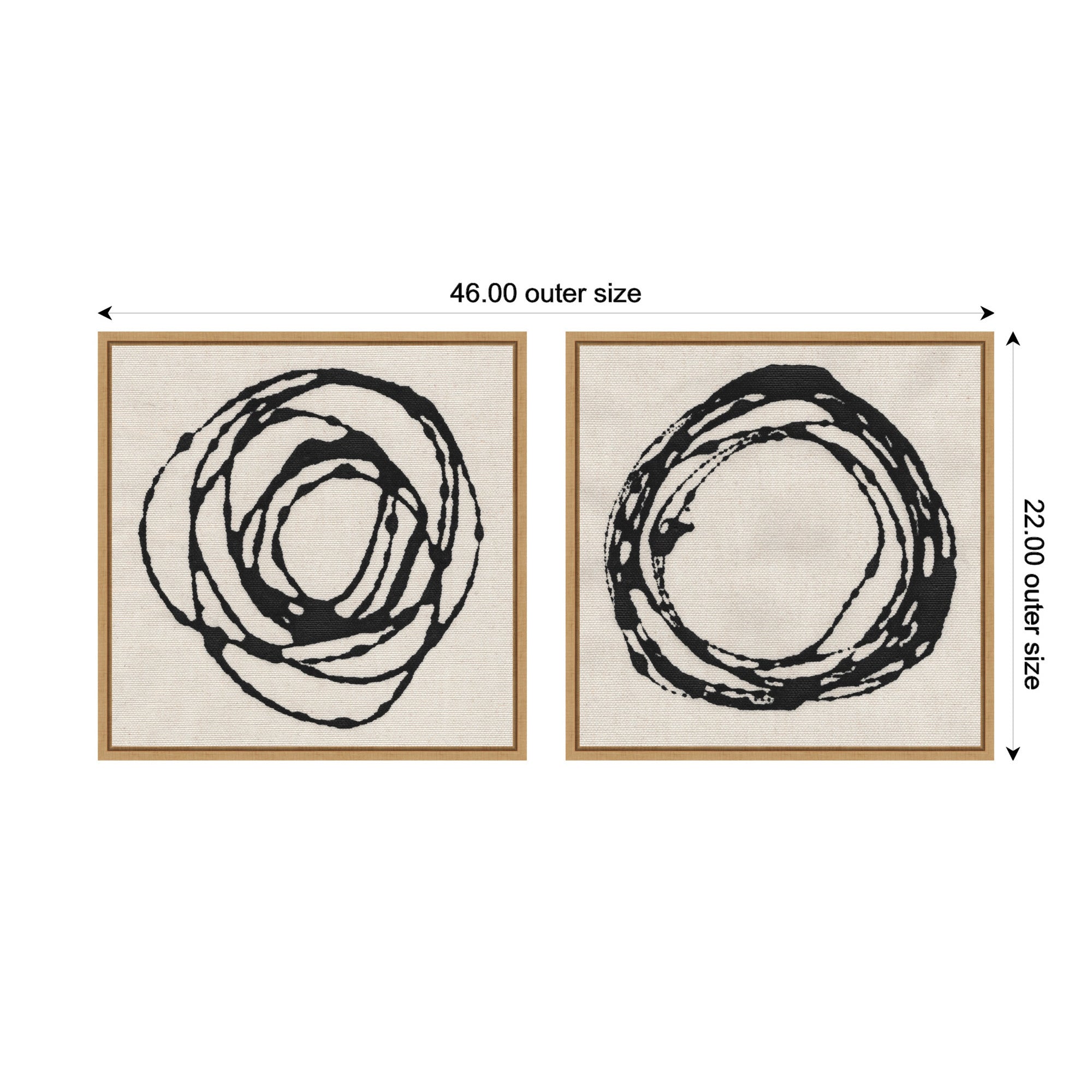 Sylvie Flowing Circle Abstracts - 2 Piece Framed Canvas Art Set by The Creative Bunch Studio