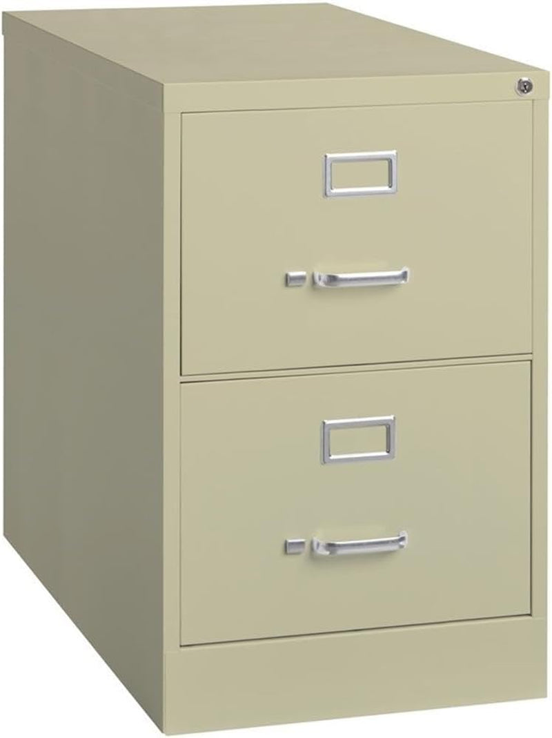 Beige 2 Drawer Locking Metal Vertical File Cabinet