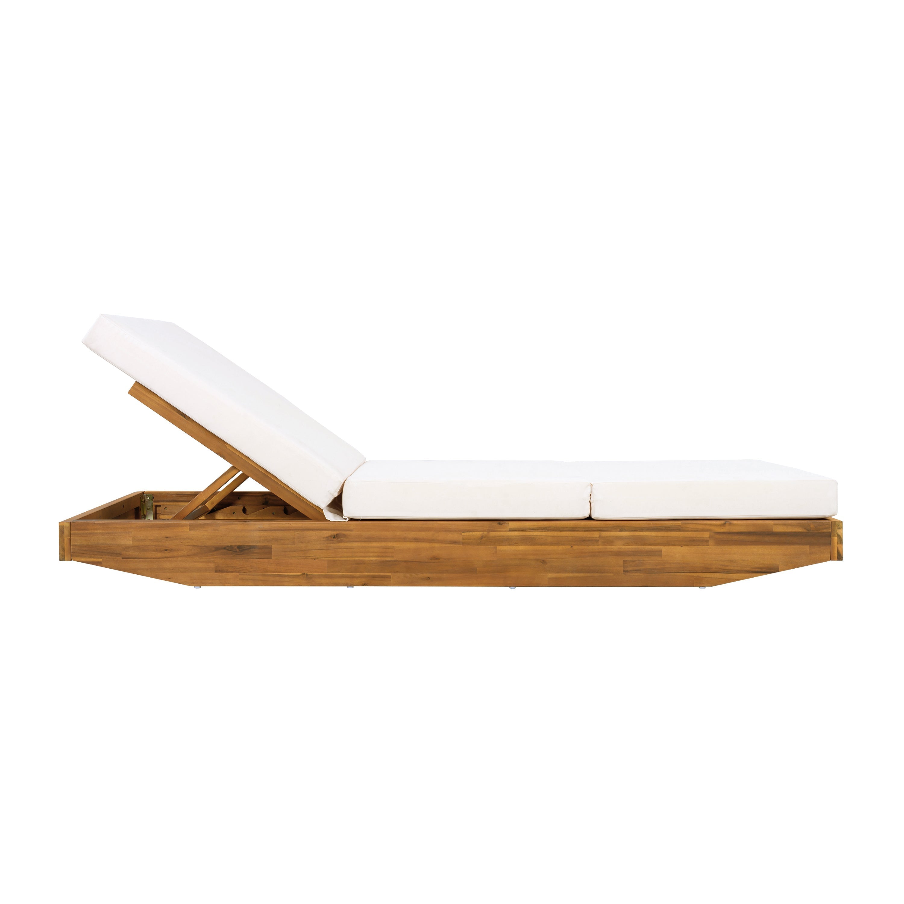 Acacia Wood Chaise Lounge with Cushion