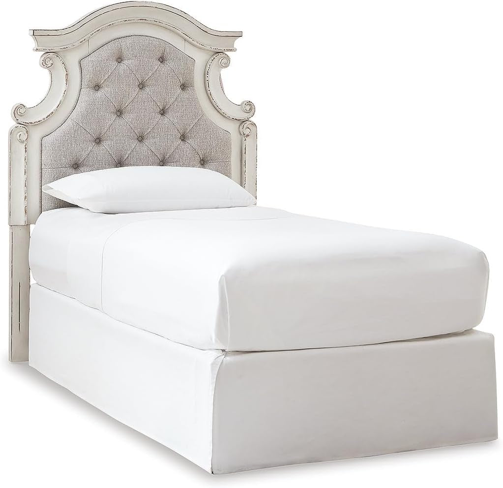 Vintage White Twin Upholstered Tufted Cottage Headboard