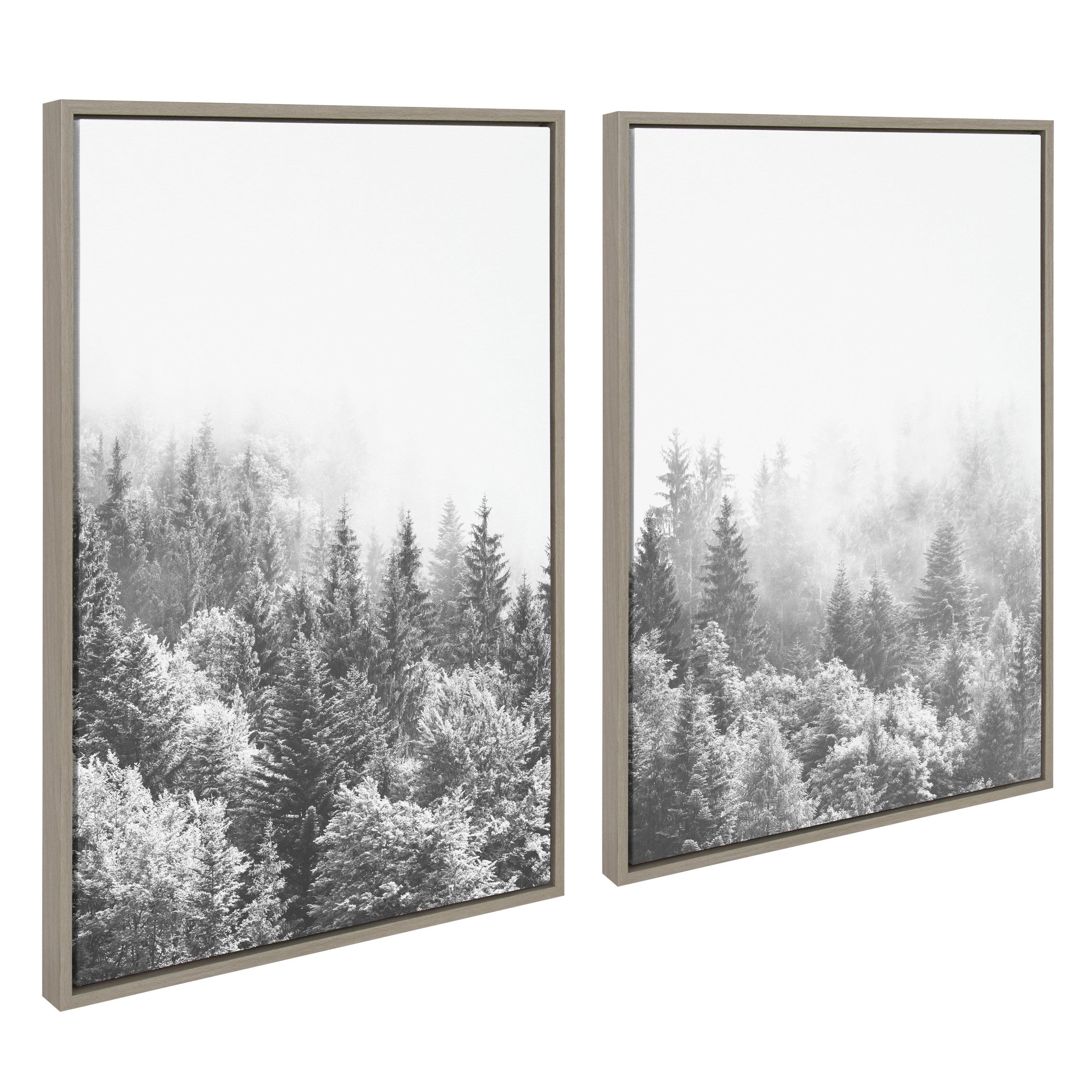 Sylvie Forest On A Foggy Day Black and White Framed Canvas Set by The Creative Bunch Studio
