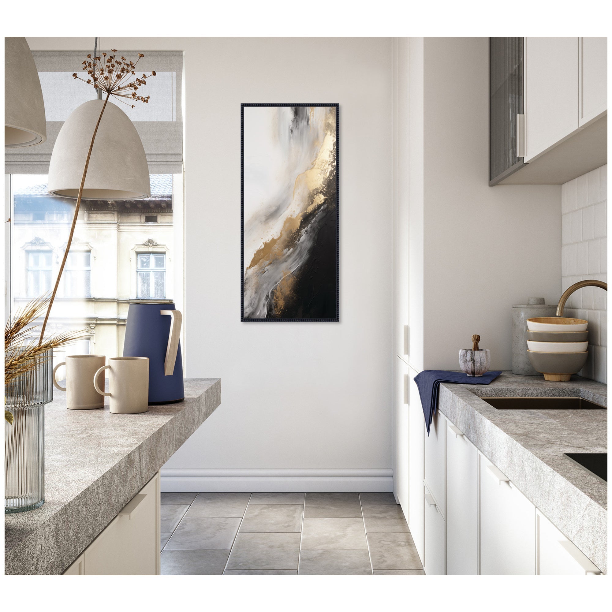 Luxe Drift Modern Glamour Abstract by The Creative Bunch Studio Framed Canvas Wall Art Print