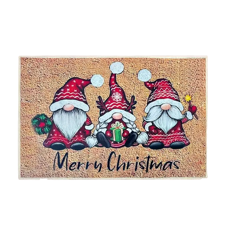 Cheerful Christmas Gnome Welcome Doormat | Indoor/Outdoor Washable Rug-0