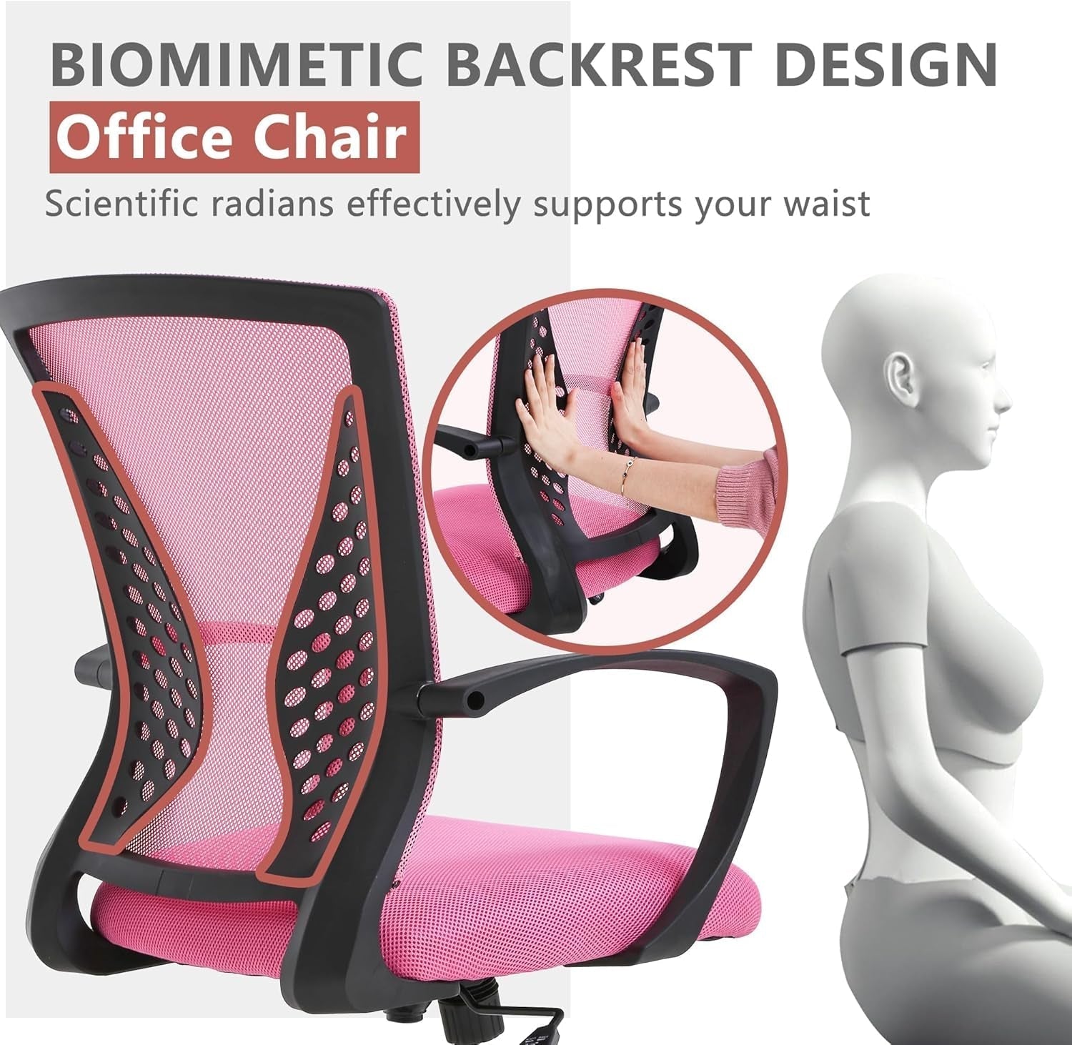 Pink Ergonomic Gaming Chair With Lumbar Support 360 Swivel