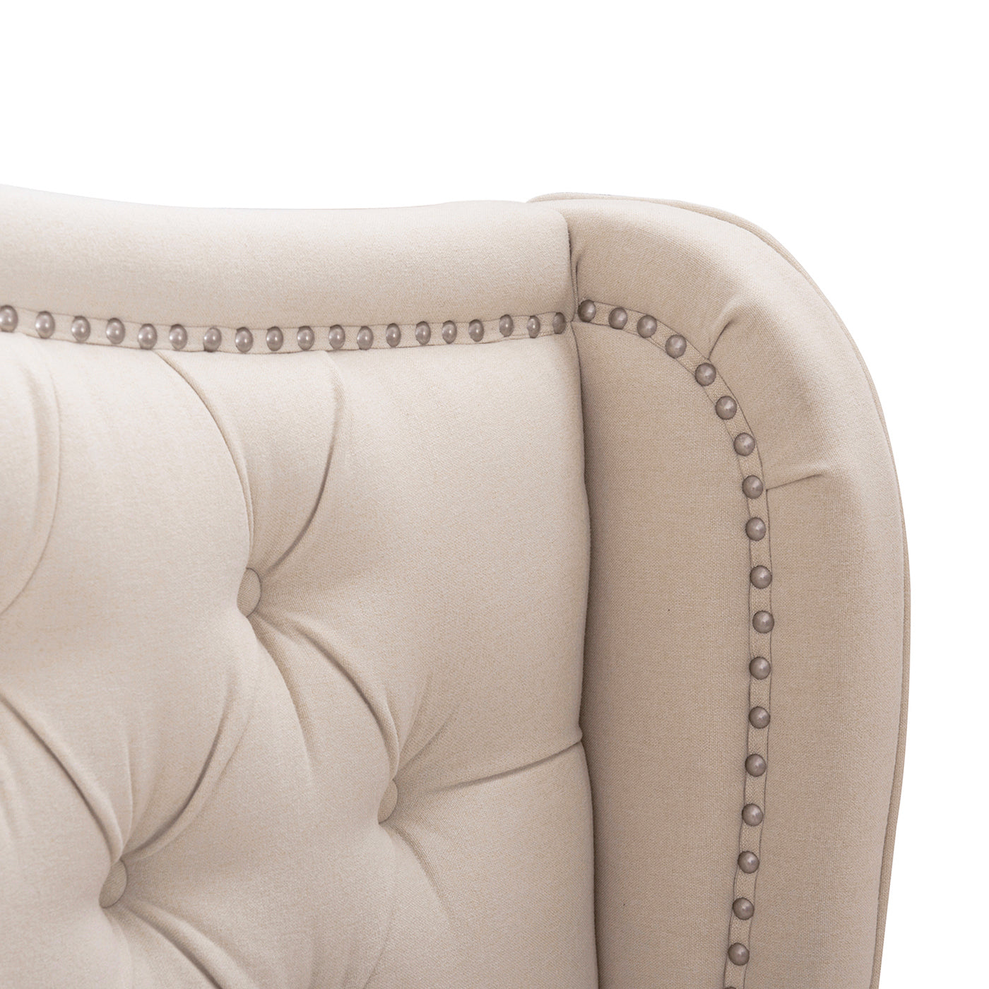 Marcella Upholstered Shelter Headboard Bed Set, King, Sky Neutral Beige Polyester