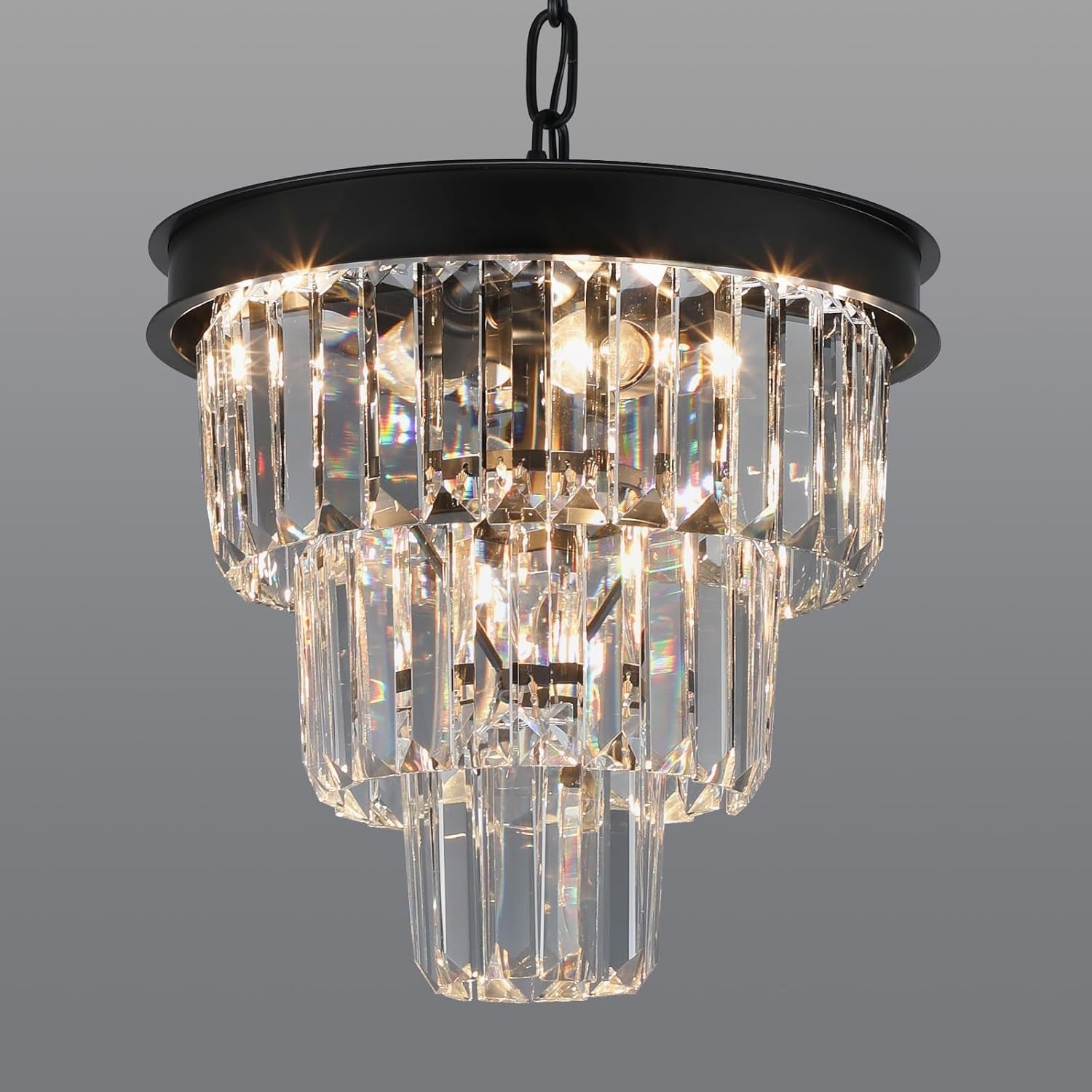 Black Crystal Chandelier Four Light Dining Room Pendant-0