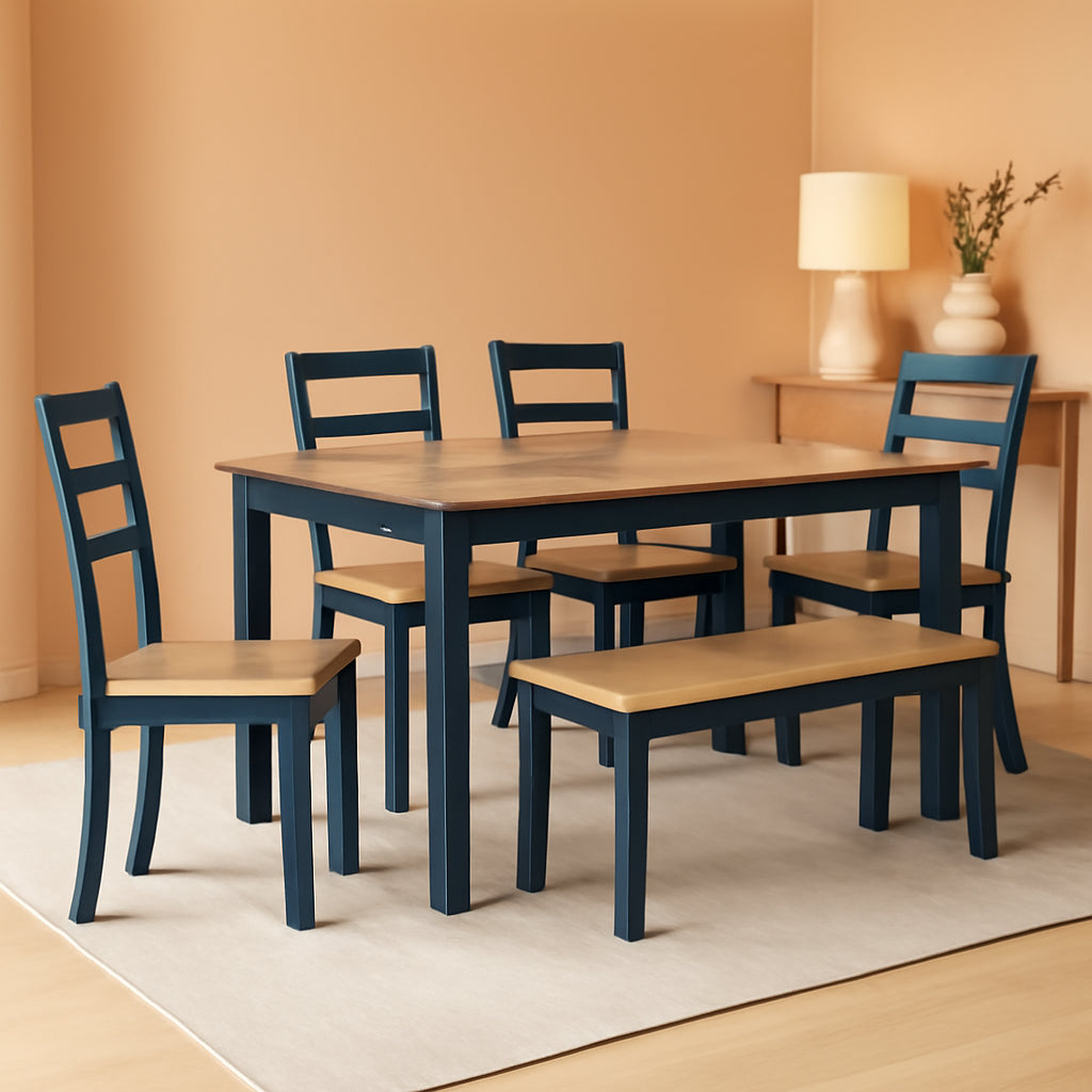 Intercontinental Mango Wood Dining Table Set Cerulean