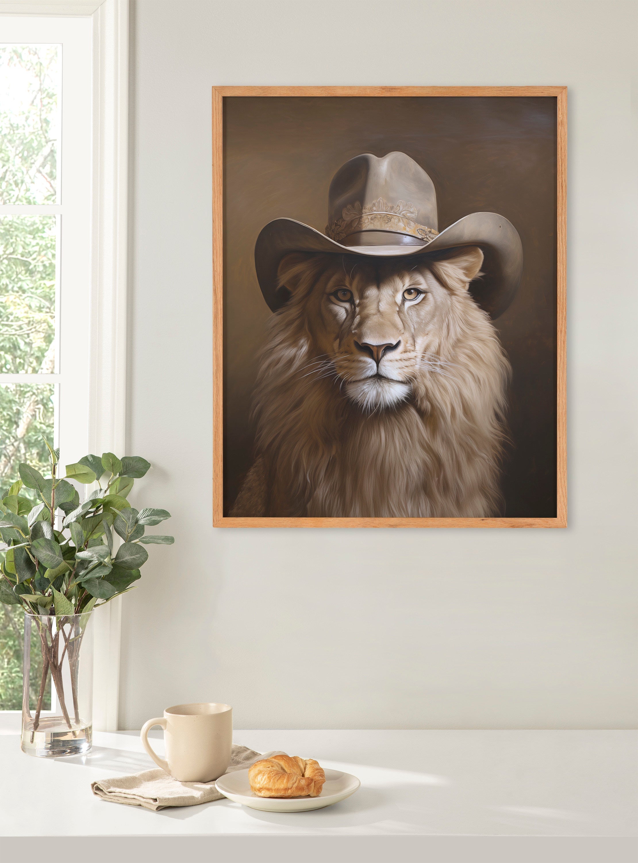 Gallery Lion Wearing a Western Cowboy Hat Print by The Creative Bunch Studio