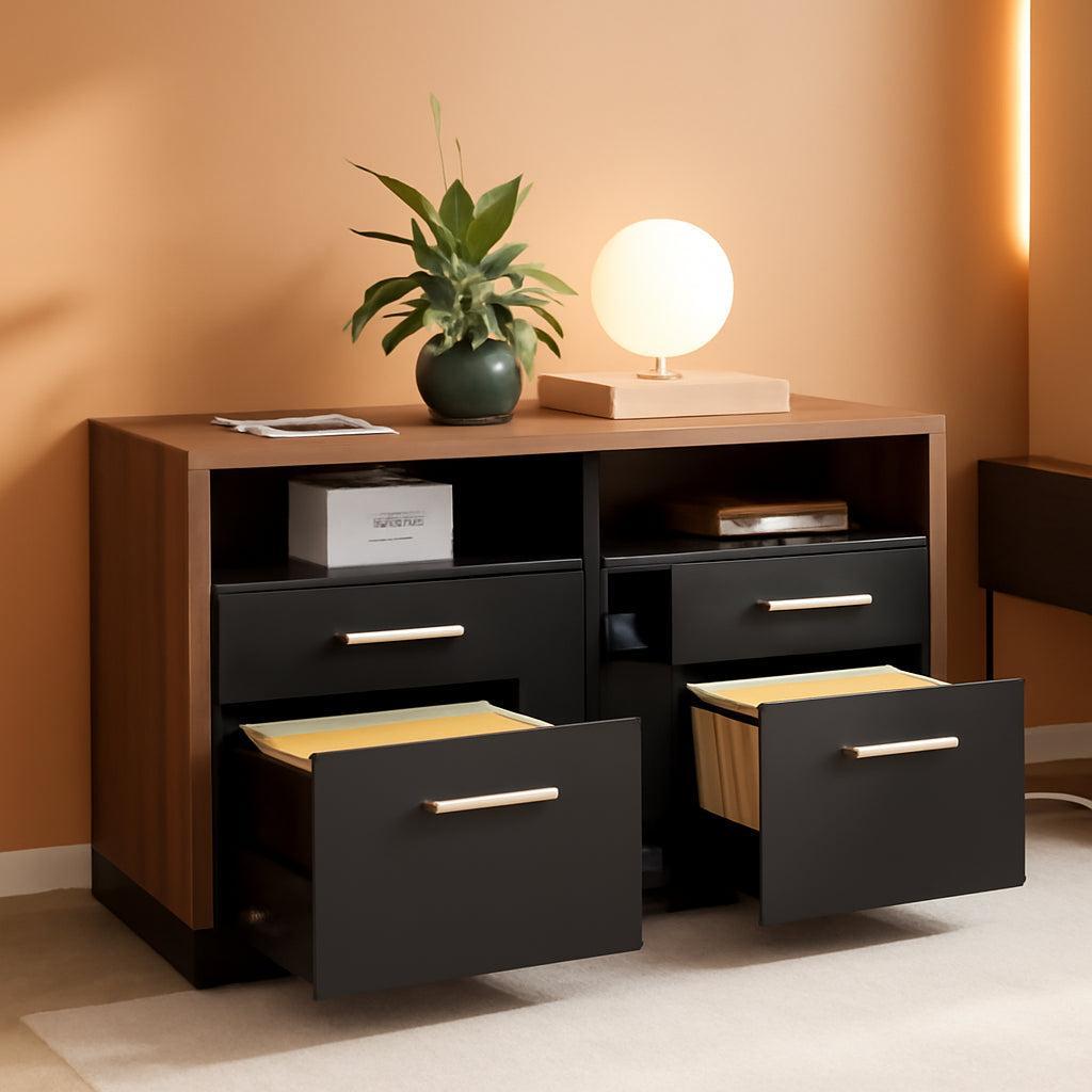 Black Walnut Professional Four Drawer File Cabinet