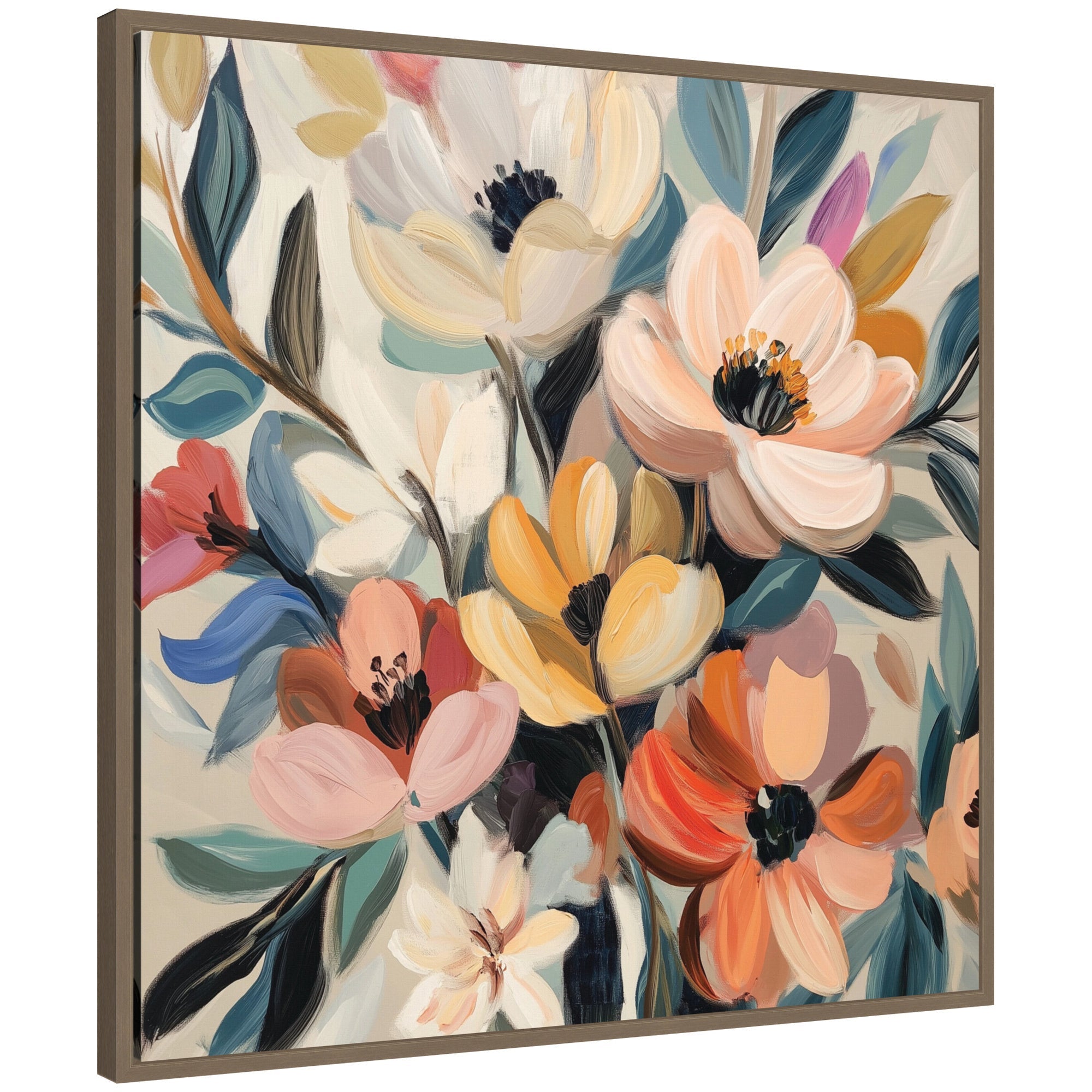 Sylvie Garden Bloom Abstract Bouquet II Framed Canvas by The Creative Bunch Studio