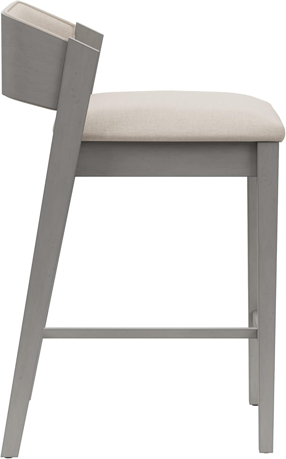 Counter Height Wood Stool Distressed Gray Upholstered Seat