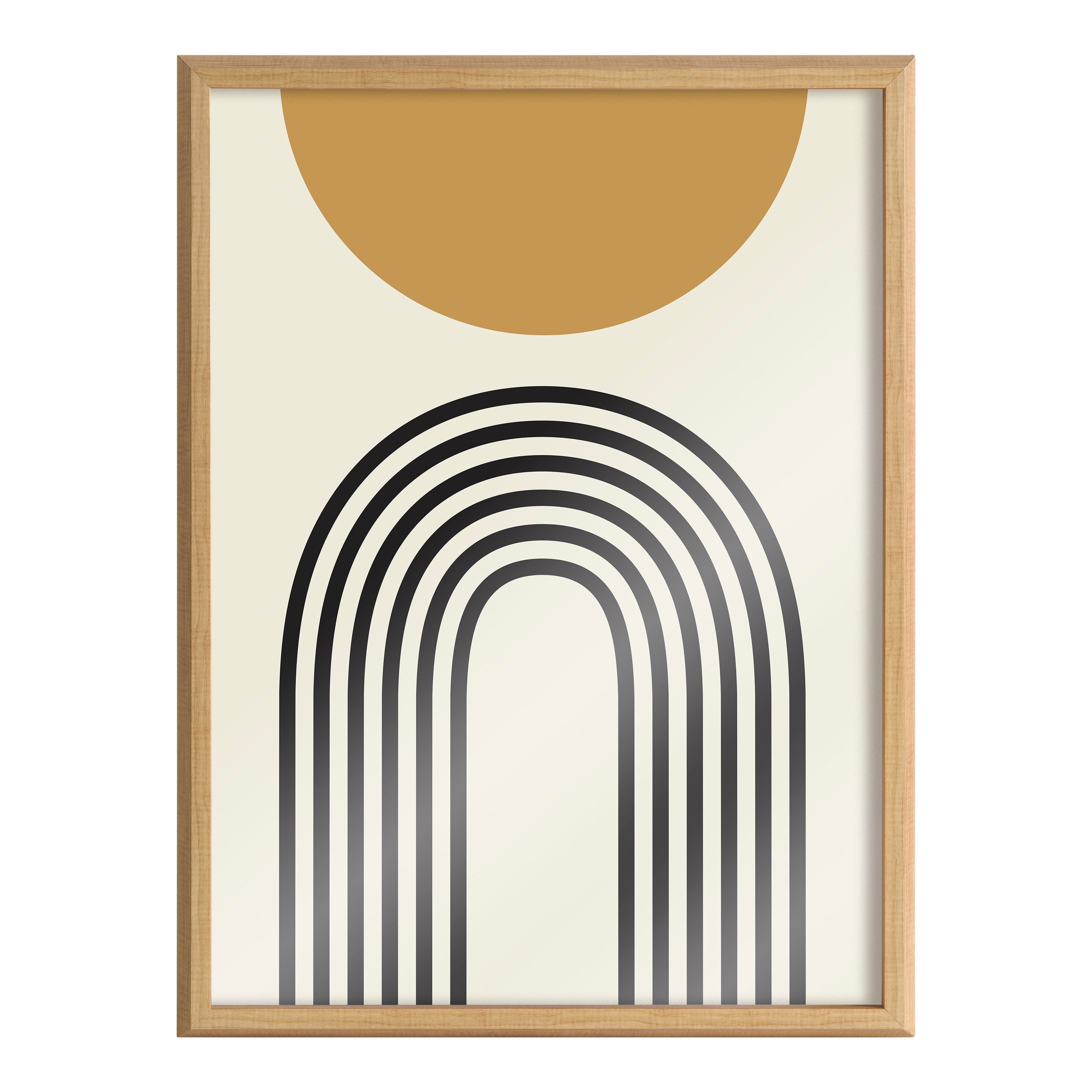 Blake Retro Mountain Sunrise Framed Printed Glass by The Creative Bunch Studio