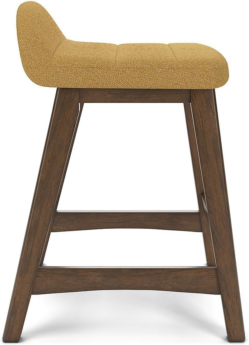Mustard Brown Upholstered Counter Height Bar Stool Set Of 2