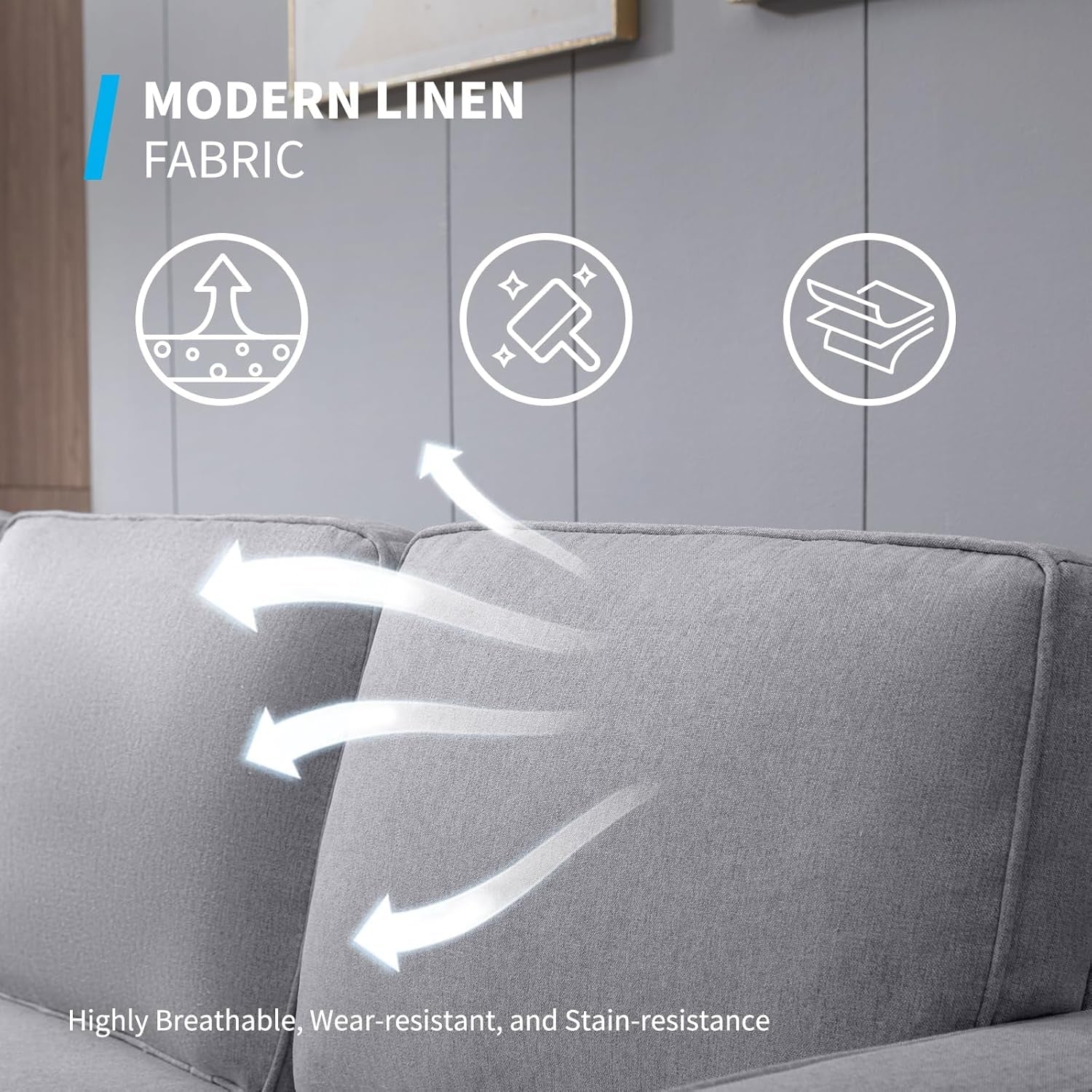 Light Grey Convertible Sofa Set With Storage Ottoman