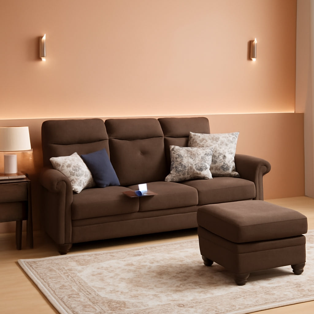 110 Inch Convertible Sectional Sofa With Storage Microfiber L Shaped Couch Ottoman Cup Holders