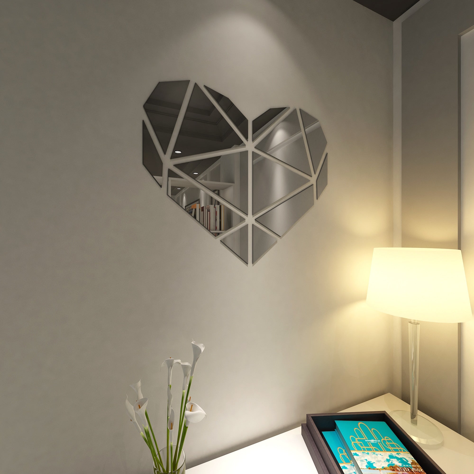 Geometric Heart Mirror 3D Wall Art-1