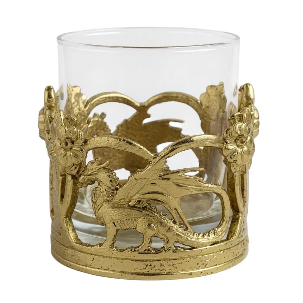 Set of 4 - Crown Dragon Whisky Glasses | Juice Glasses | Drinkware | Statement Barware | Gold, Silver or Antique Finish-2