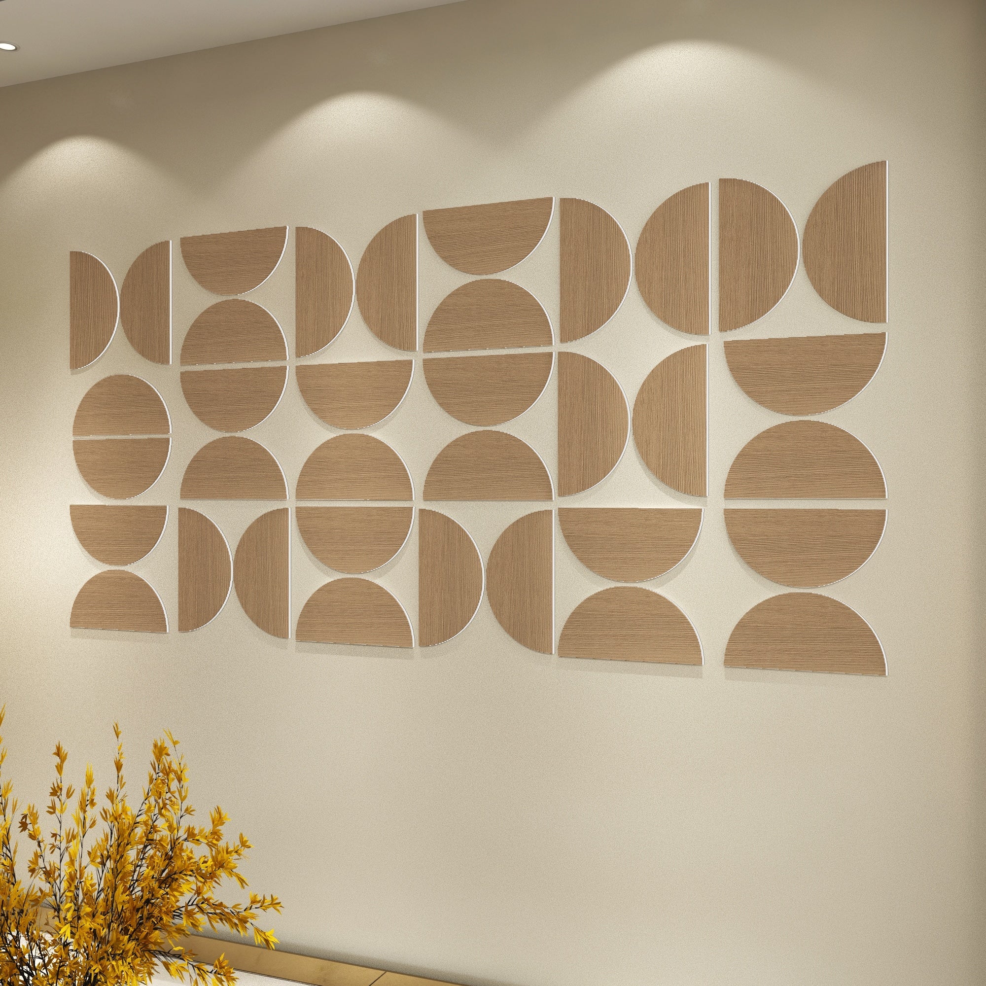 Semi Circles Texture Wood 3D Wall Decor-1