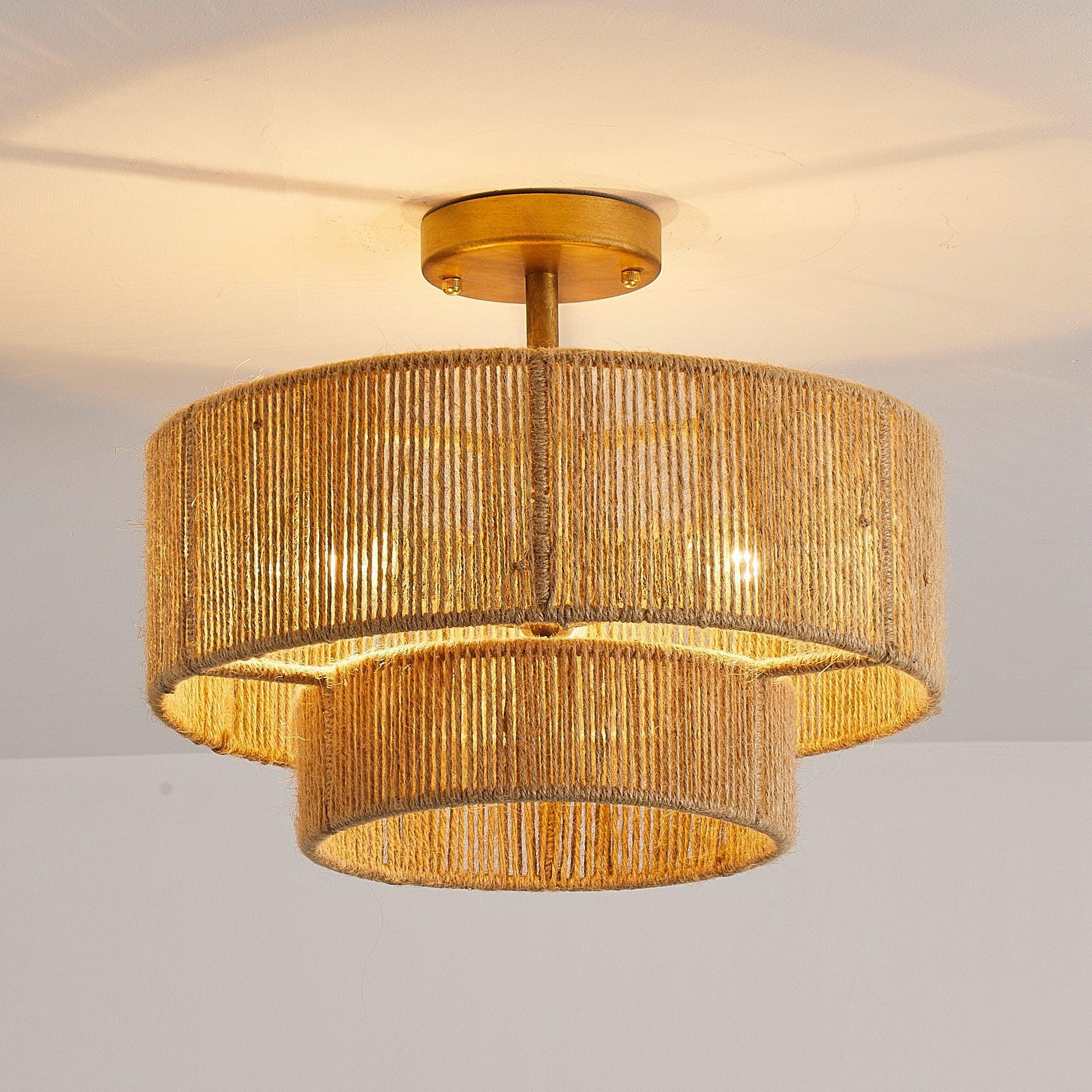 3-Light Traditional Farmhouse Wabi-Sabi Flush Mount Light