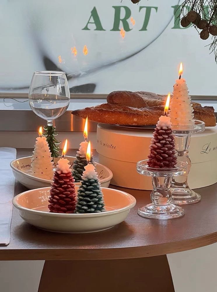 3 Pcs - Pine Cone Scented Soy Wax Candles ( $13.3 Each ) - Christmas Decorative Candles-3