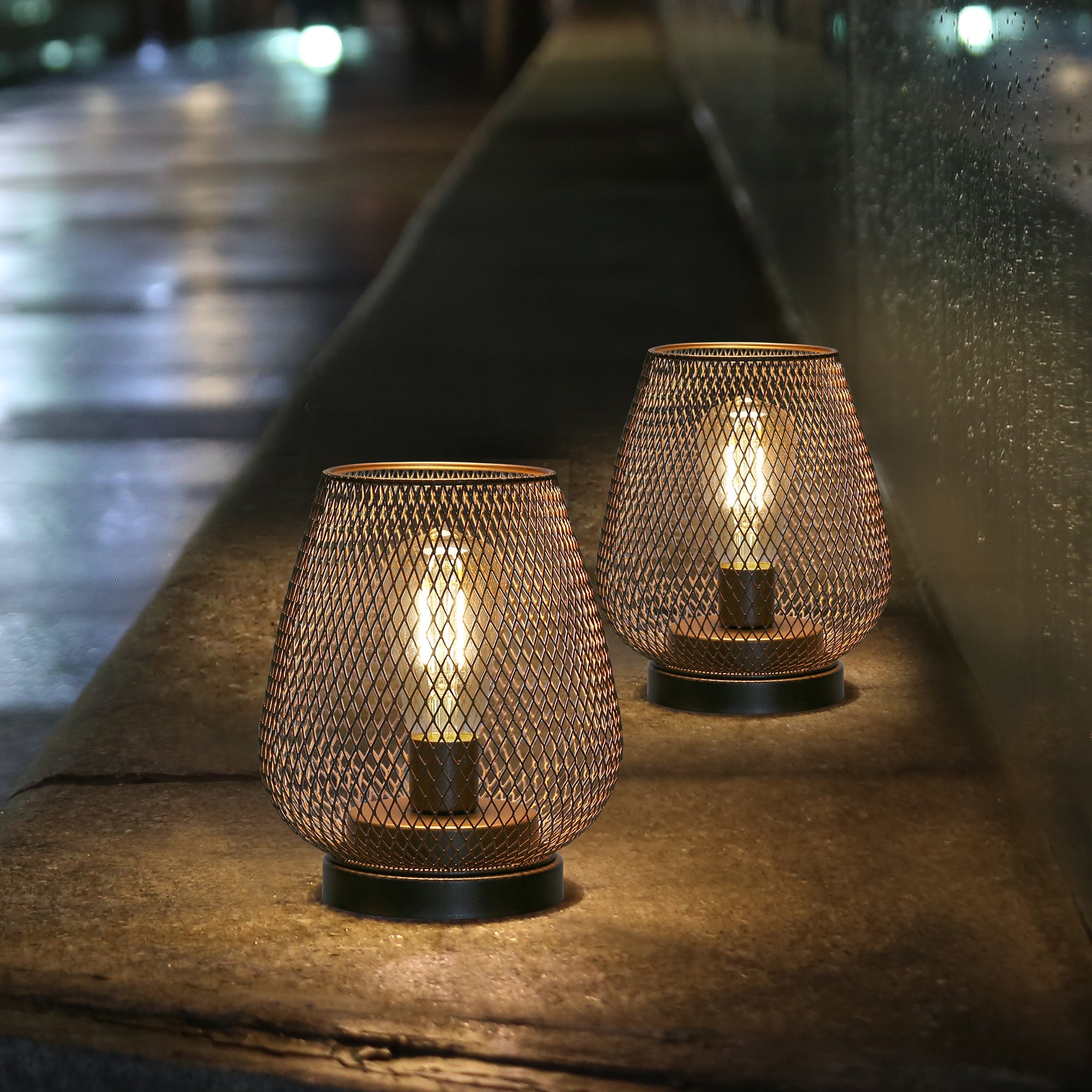 6.7" Tall Battery Powered Lamp Set of 2 Outdoor Table Lamp-2