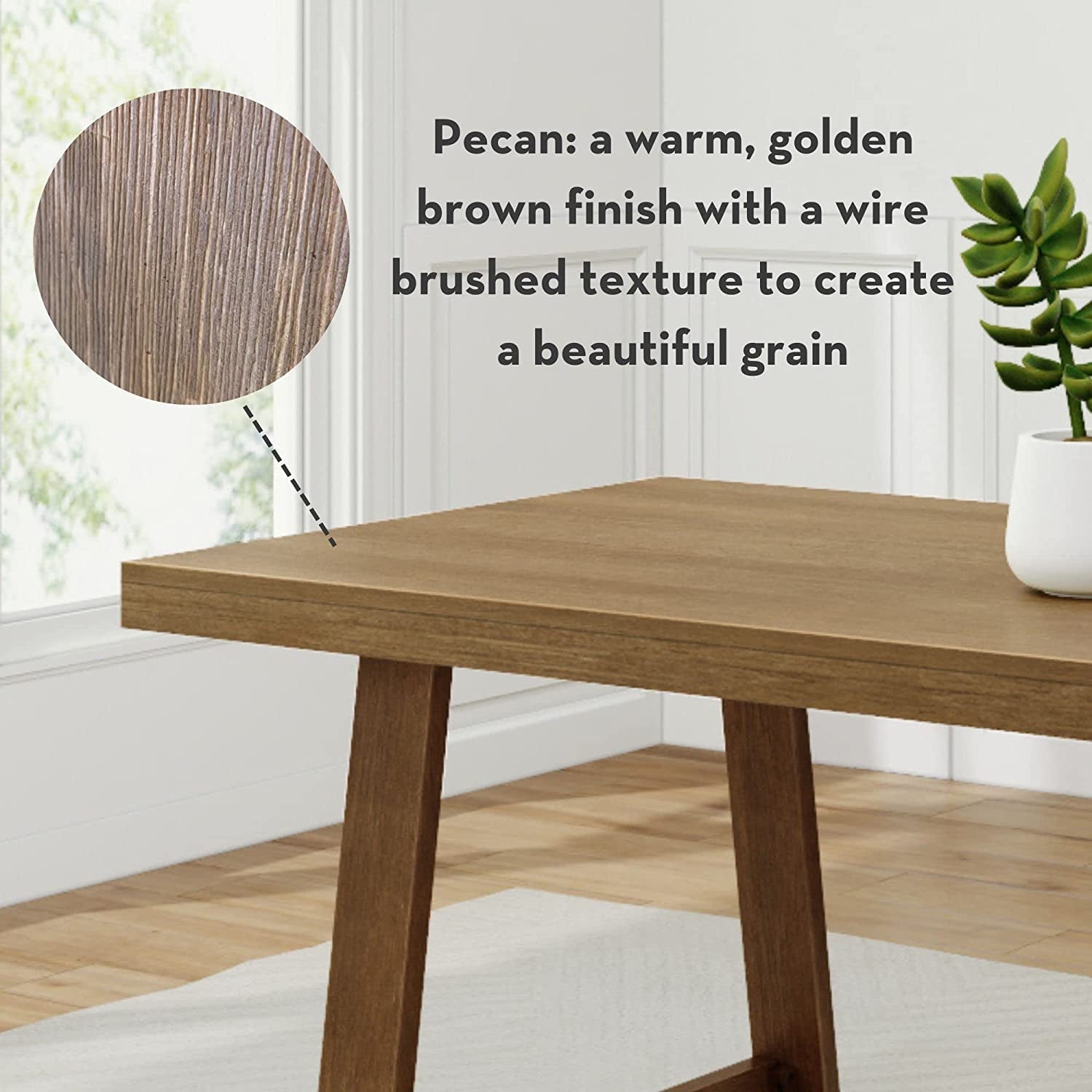 Pecan Wood Dining Table For Six Farmhouse Collection