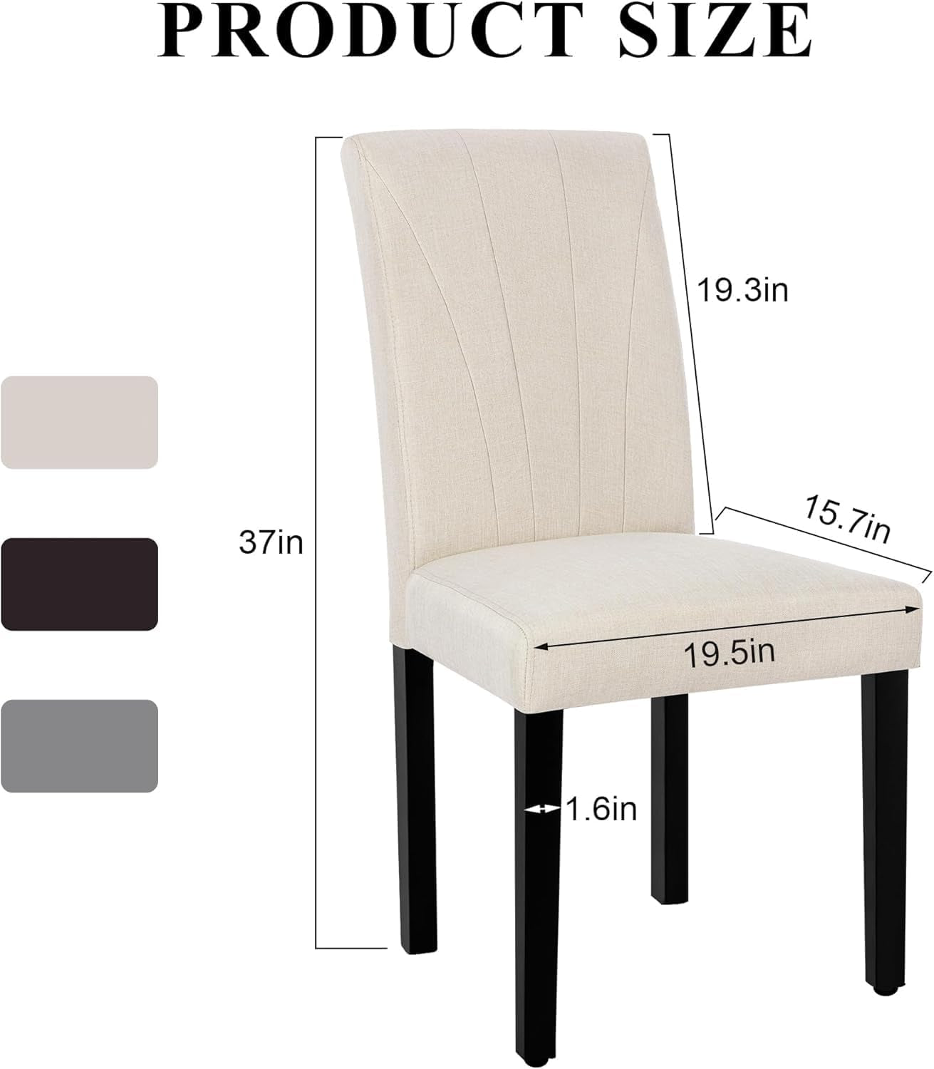 Beige Luxuriously Upholstered Dining Chairs Set Six