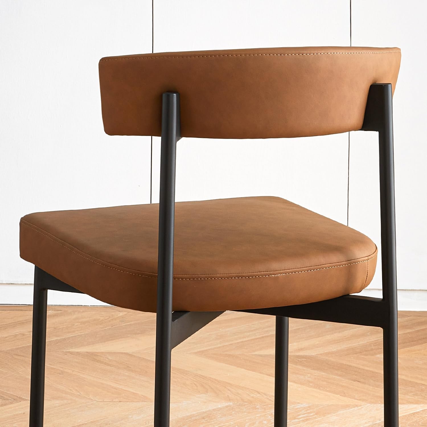 Brown Faux Leather Armless Upholstered Dining Chairs