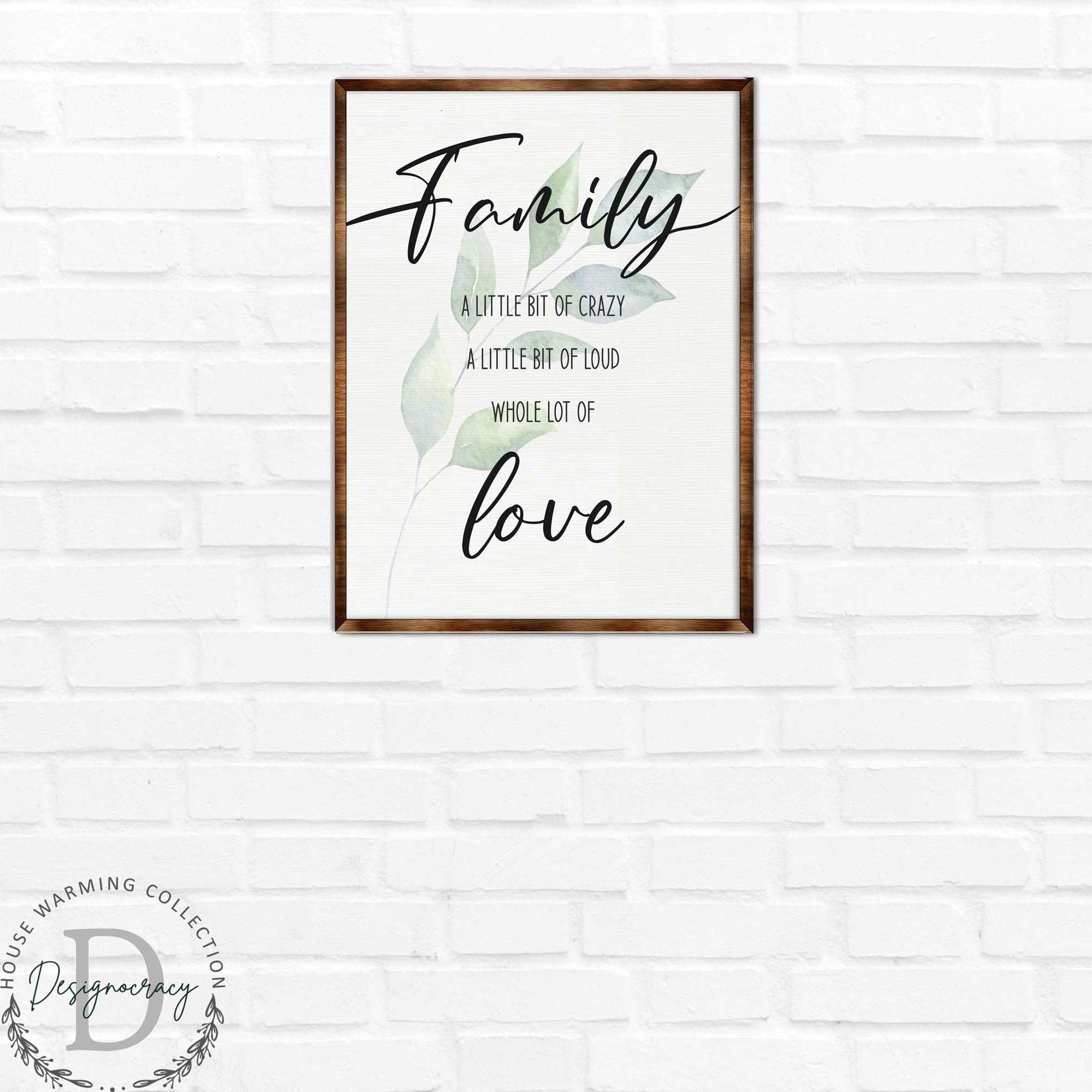 Family Love | Crazy, love, loud | Wooden Wall art | Contemporary décor | Living room Sign | Farmhouse décor - 310346-2