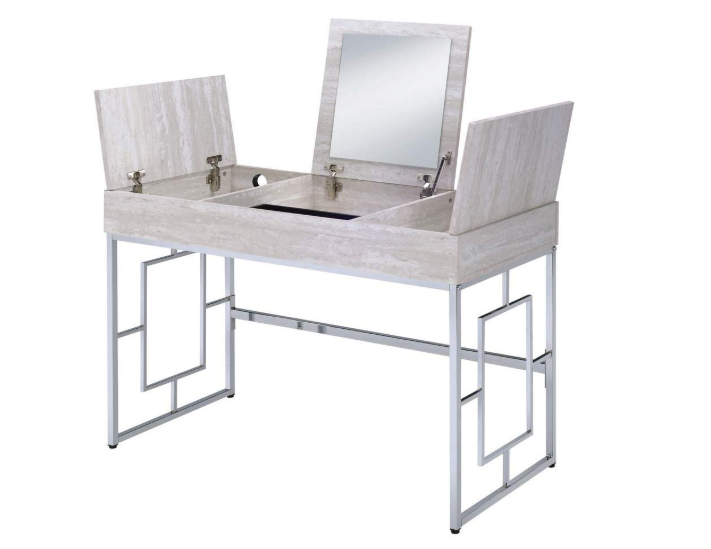 Modern Chic Whitewash Vanity Desk-0