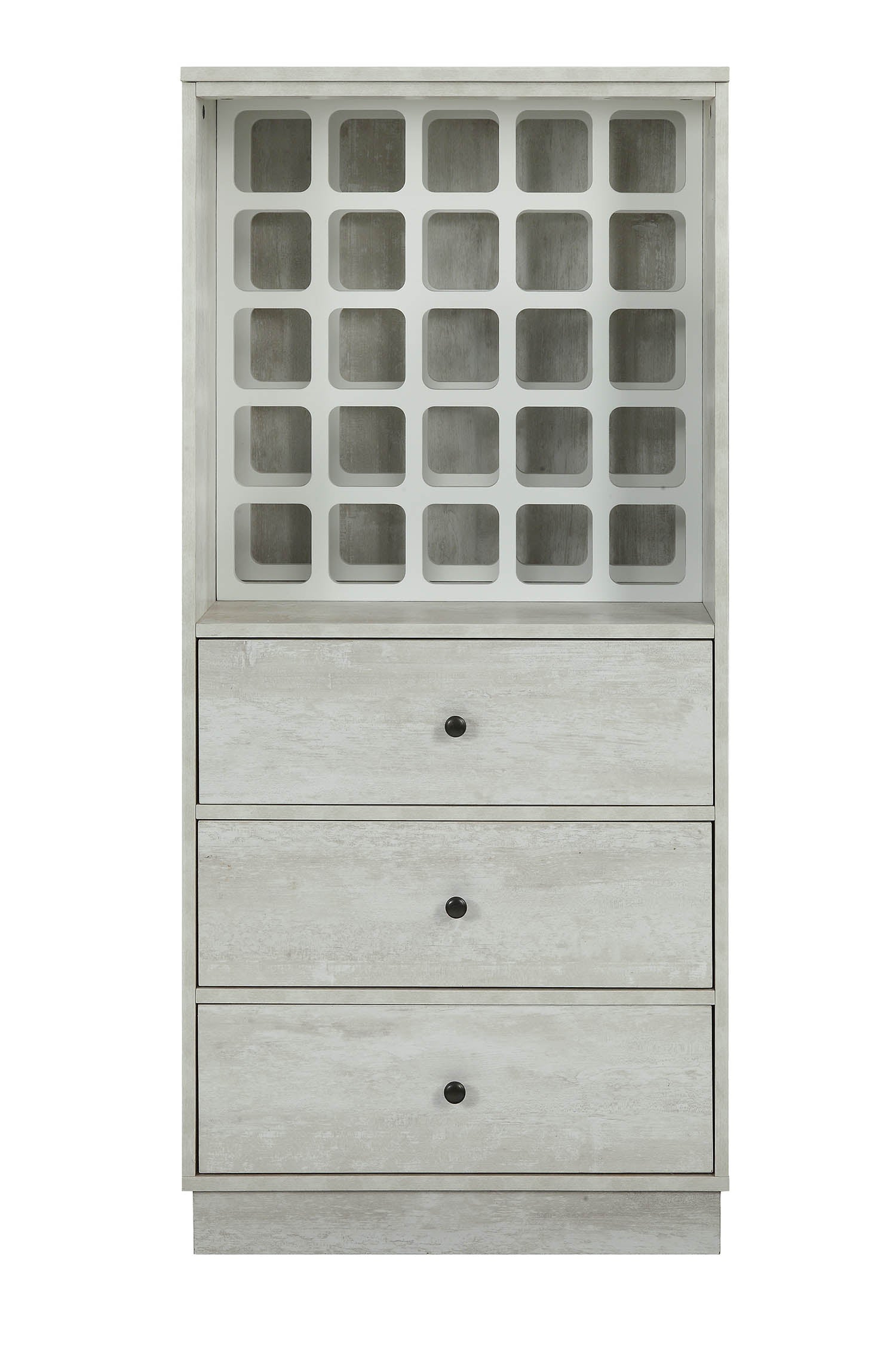 24" Off White Bar Cabinet With Three Drawers-1