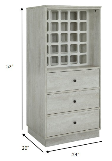 24" Off White Bar Cabinet With Three Drawers-2