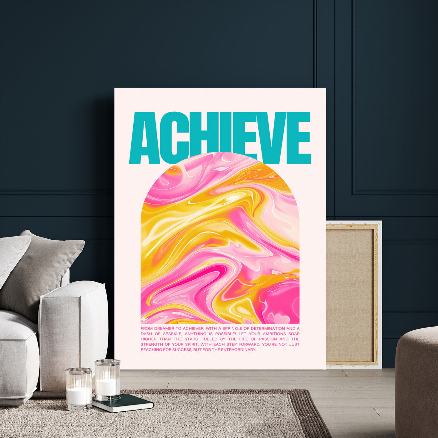 Achieve Motivational Wall Art – Colorful Abstract Swirl
