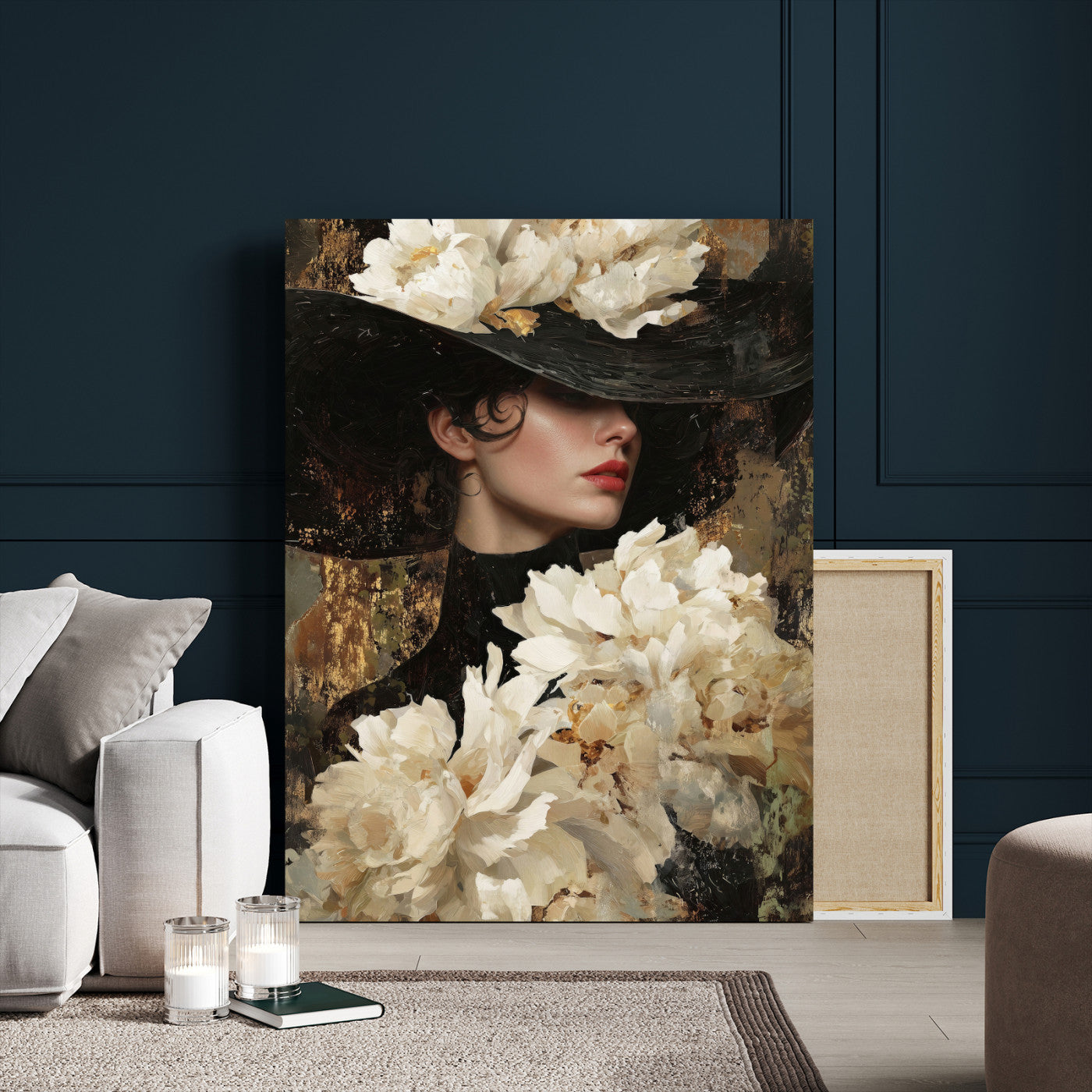 Glamour Woman Portrait Canvas Wall Art, Elegant Patel Women Portrait Print