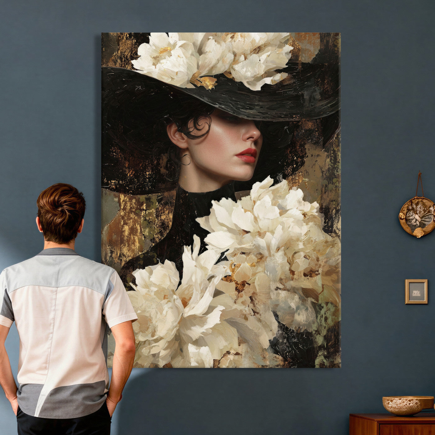 Glamour Woman Portrait Canvas Wall Art, Elegant Patel Women Portrait Print