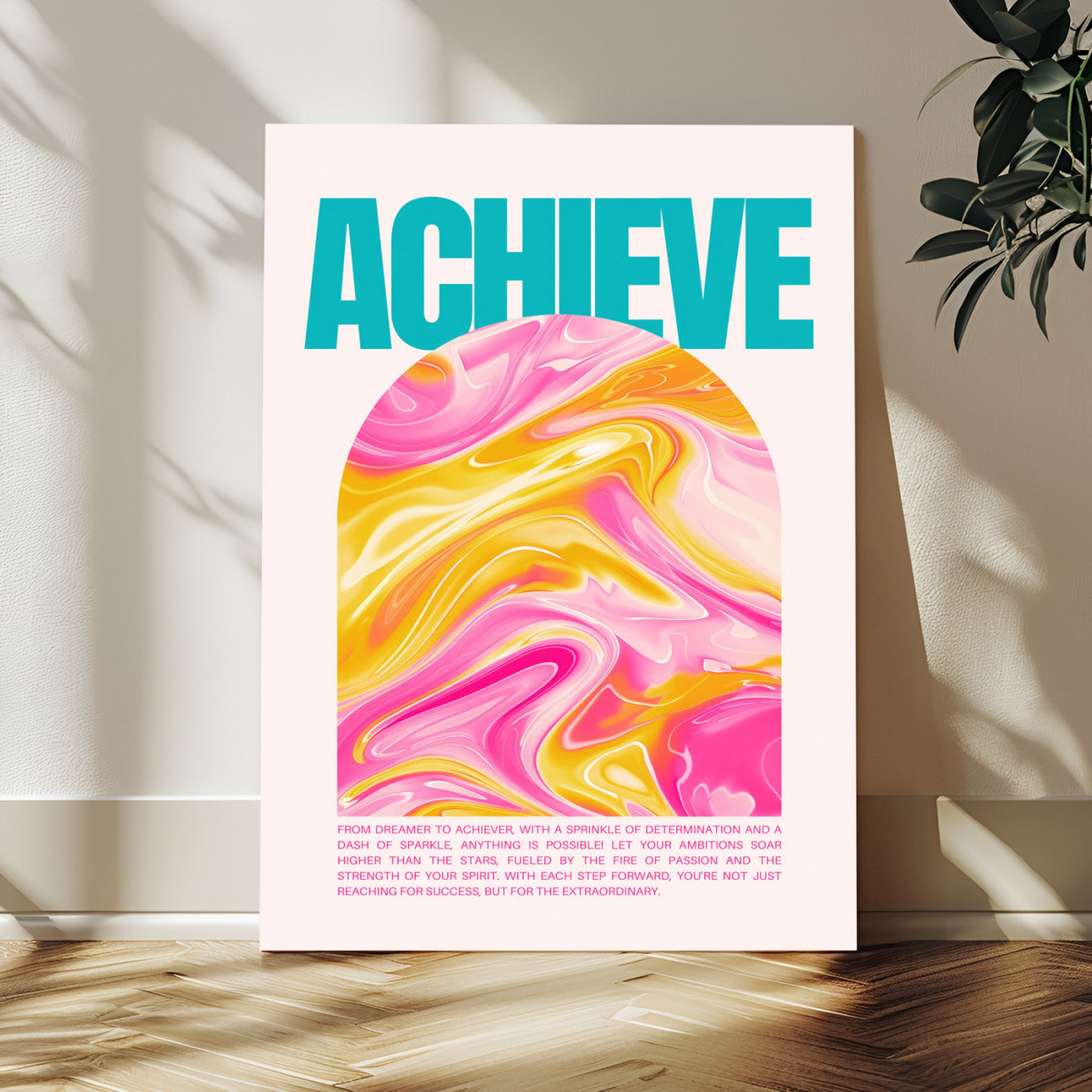 Achieve Motivational Wall Art – Colorful Abstract Swirl