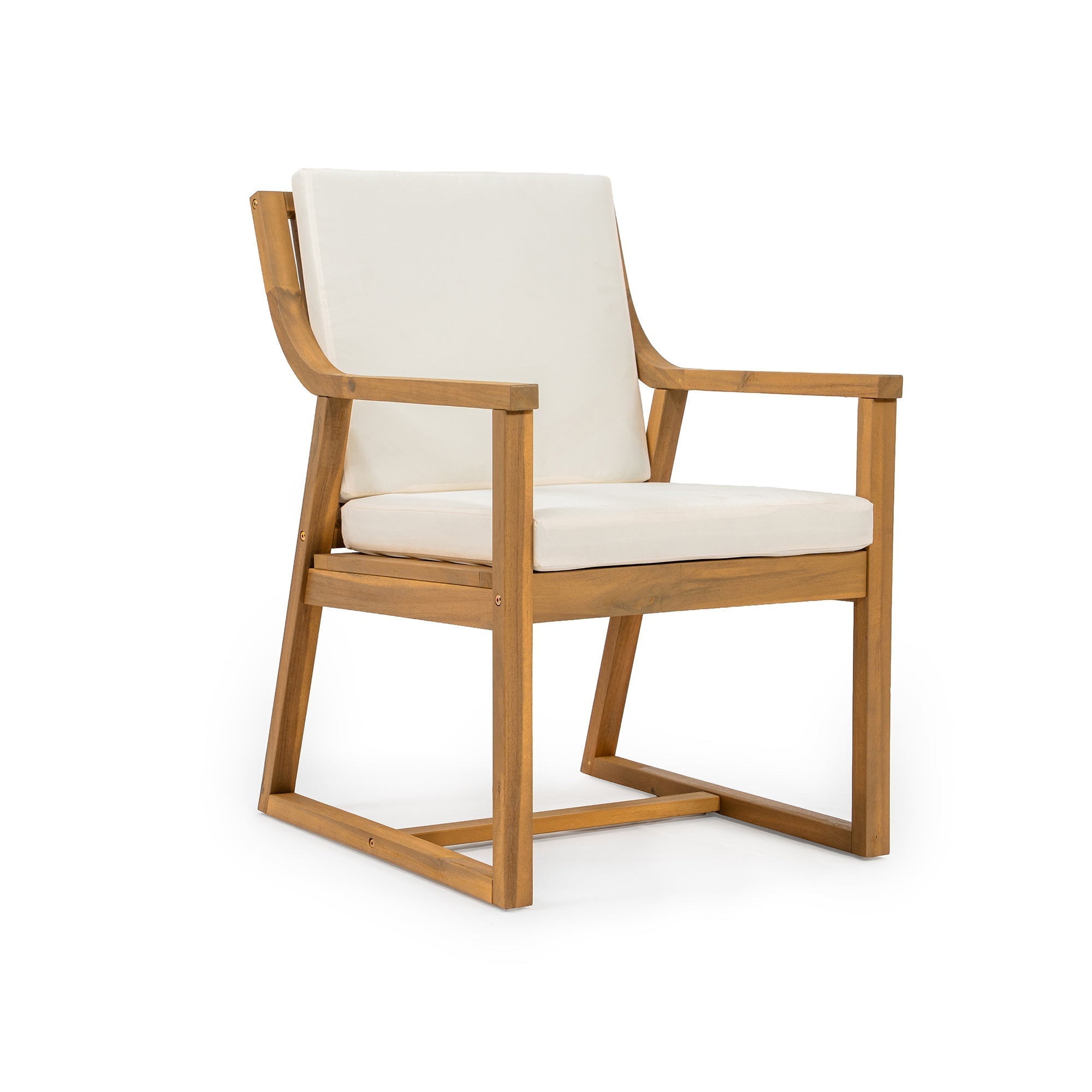TREXM Patio Dining Chair Set of 2, Wood Outdoor Armchairs with Removable Cushions