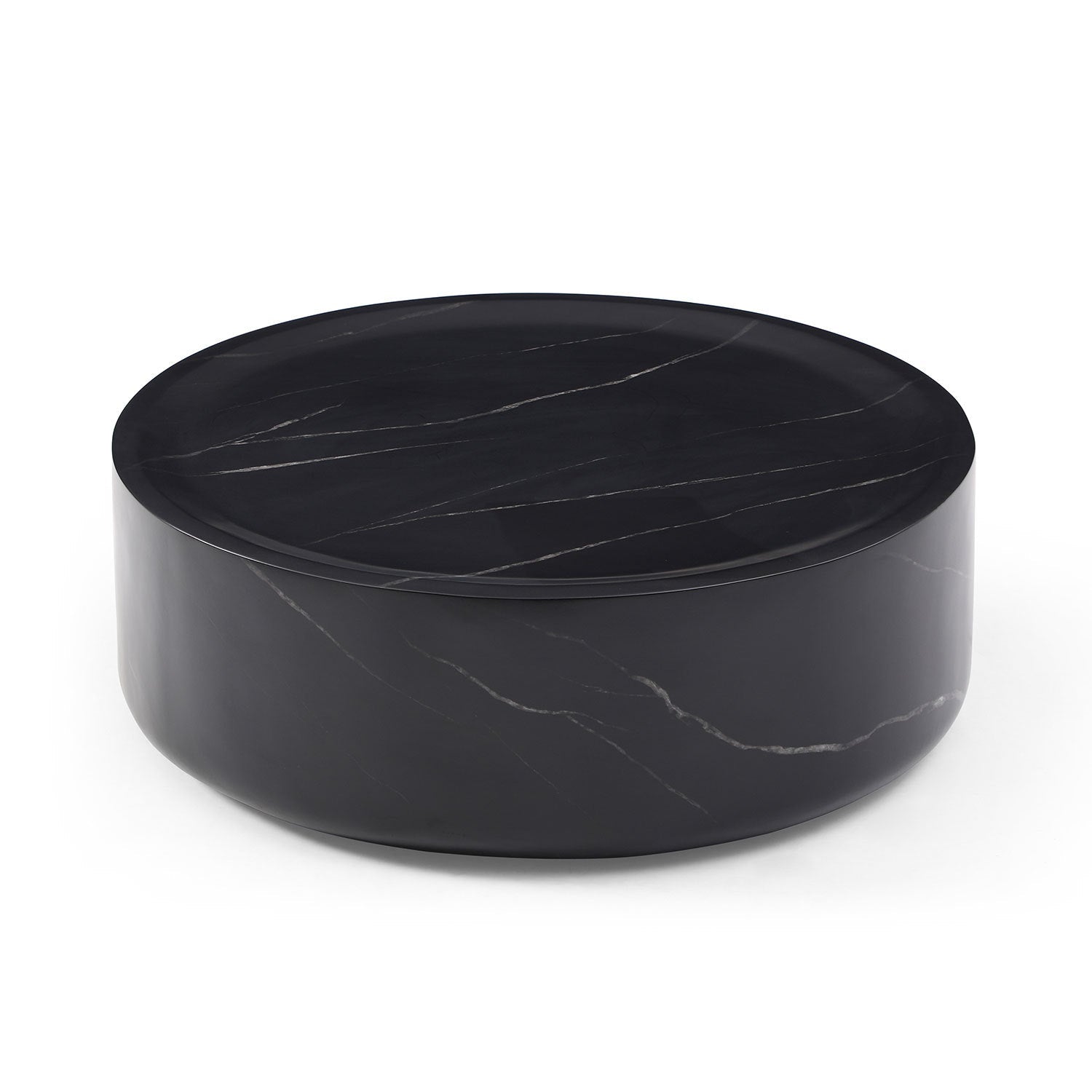 Round Black Marble Fiberglass Coffee Table-0